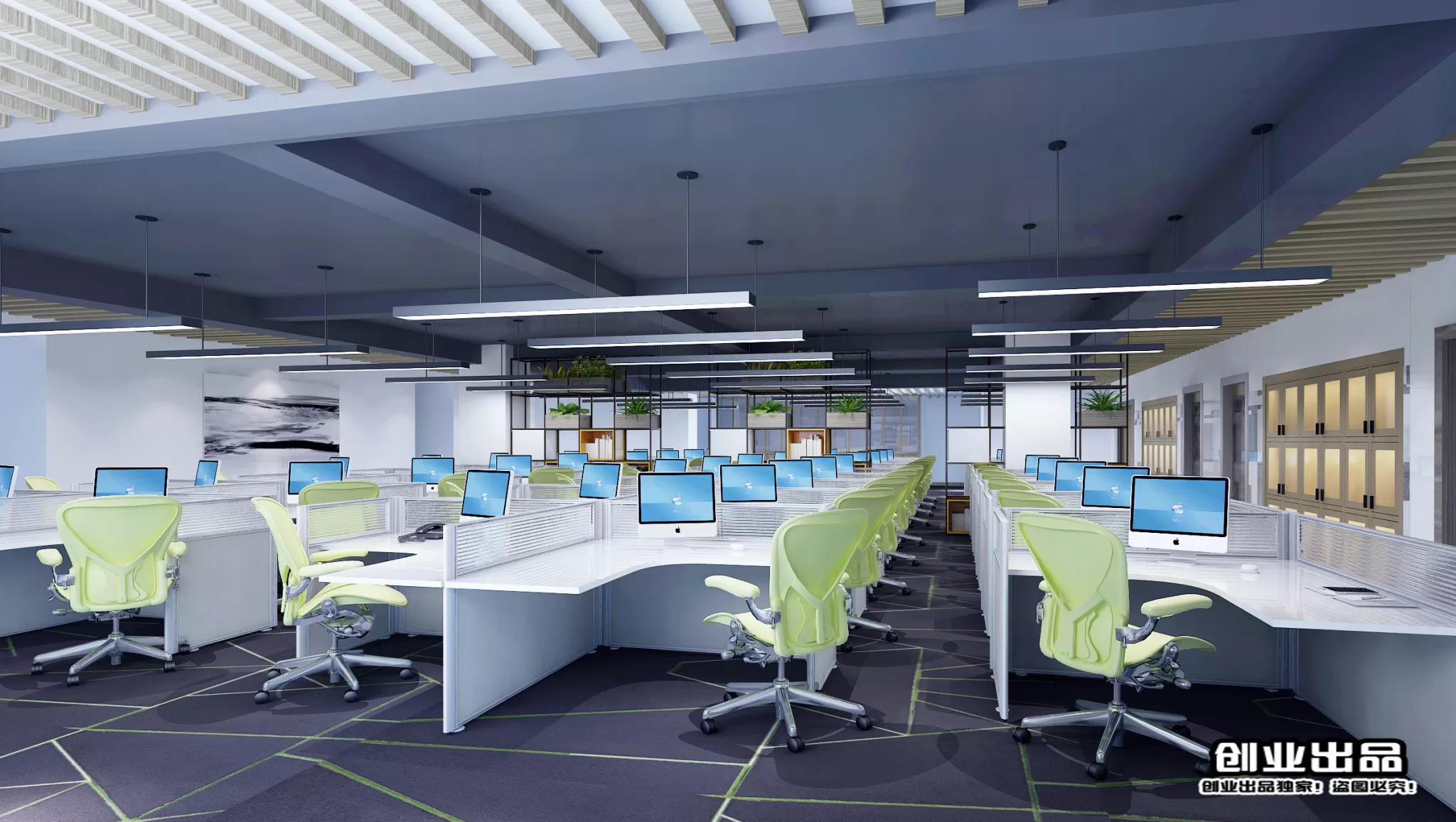 3D OFFICE INTERIOR (VRAY) – WORKSPACE 3D SCENES – 095