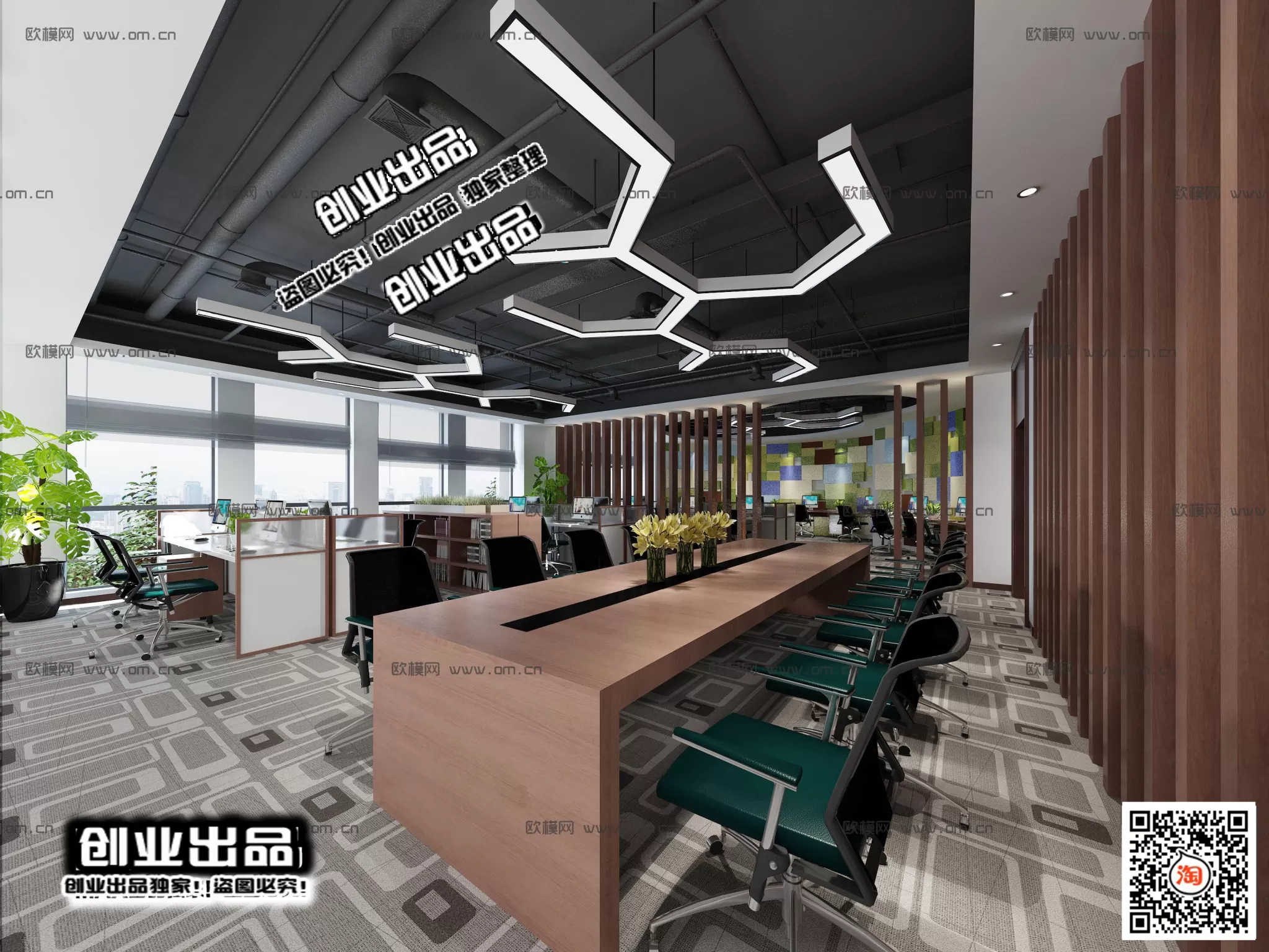 3D OFFICE INTERIOR (VRAY) – WORKSPACE 3D SCENES – 102