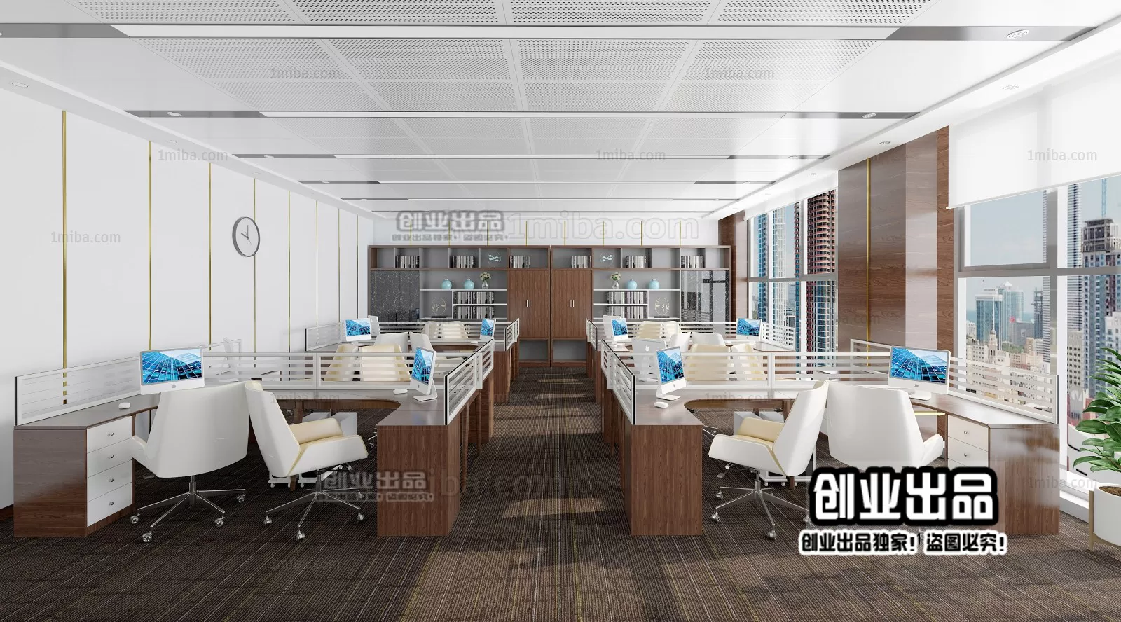 3D OFFICE INTERIOR (VRAY) – WORKSPACE 3D SCENES – 108