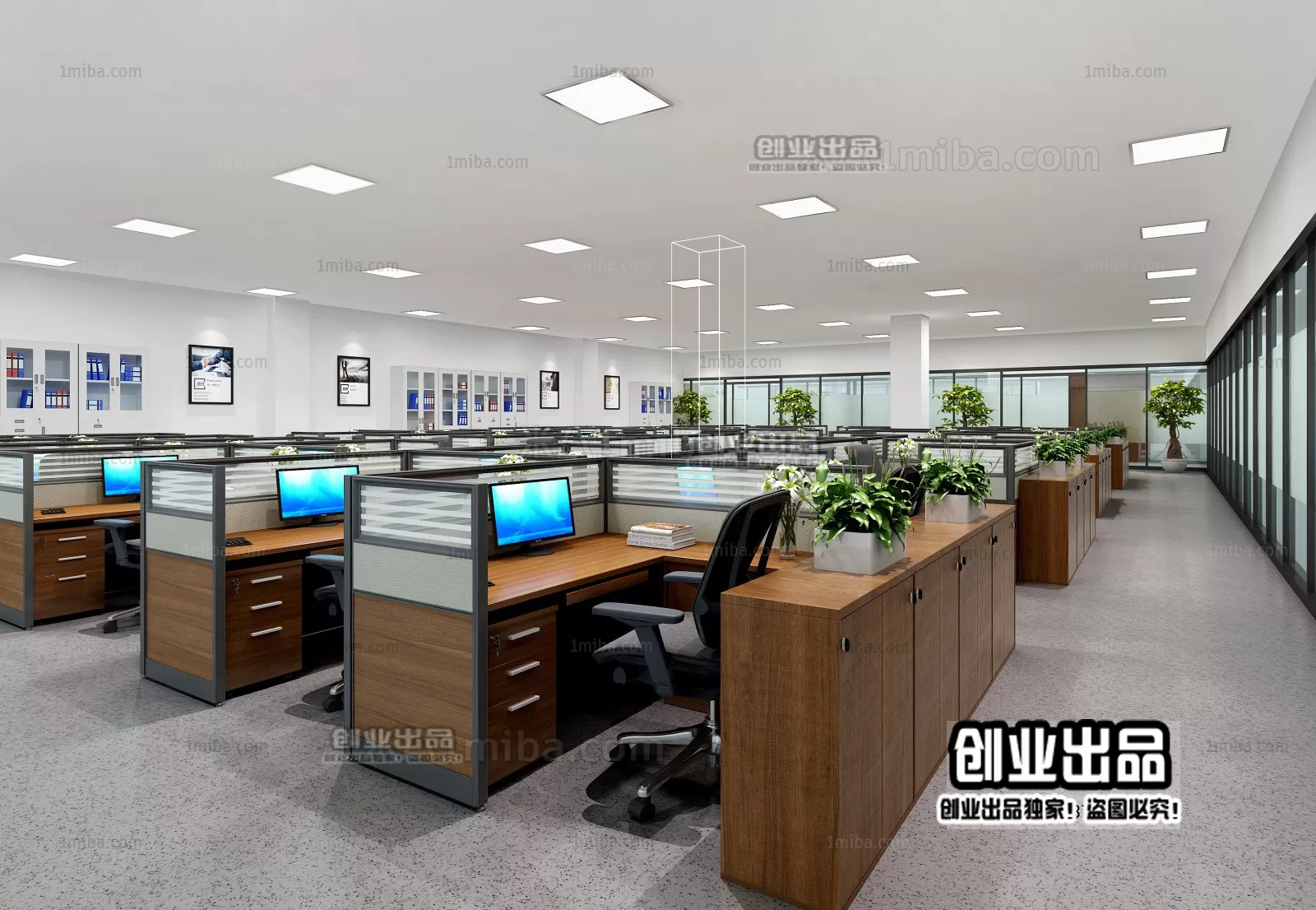 3D OFFICE INTERIOR (VRAY) – WORKSPACE 3D SCENES – 119