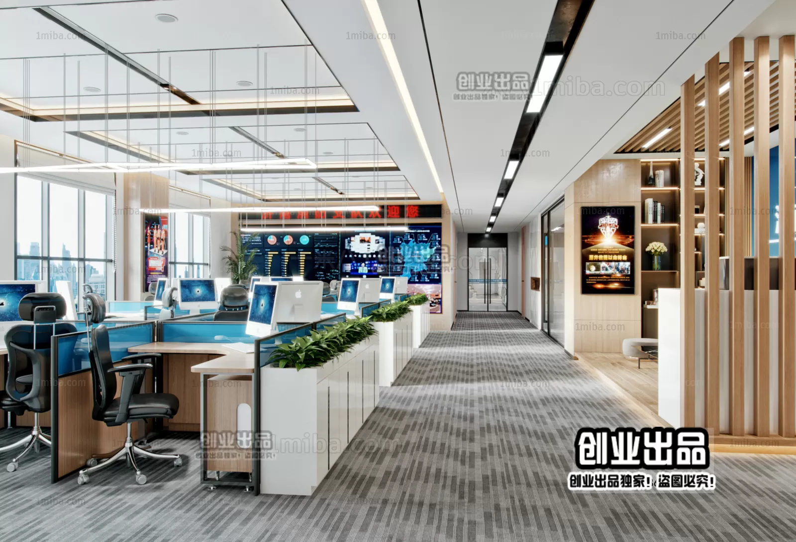 3D OFFICE INTERIOR (VRAY) – WORKSPACE 3D SCENES – 131