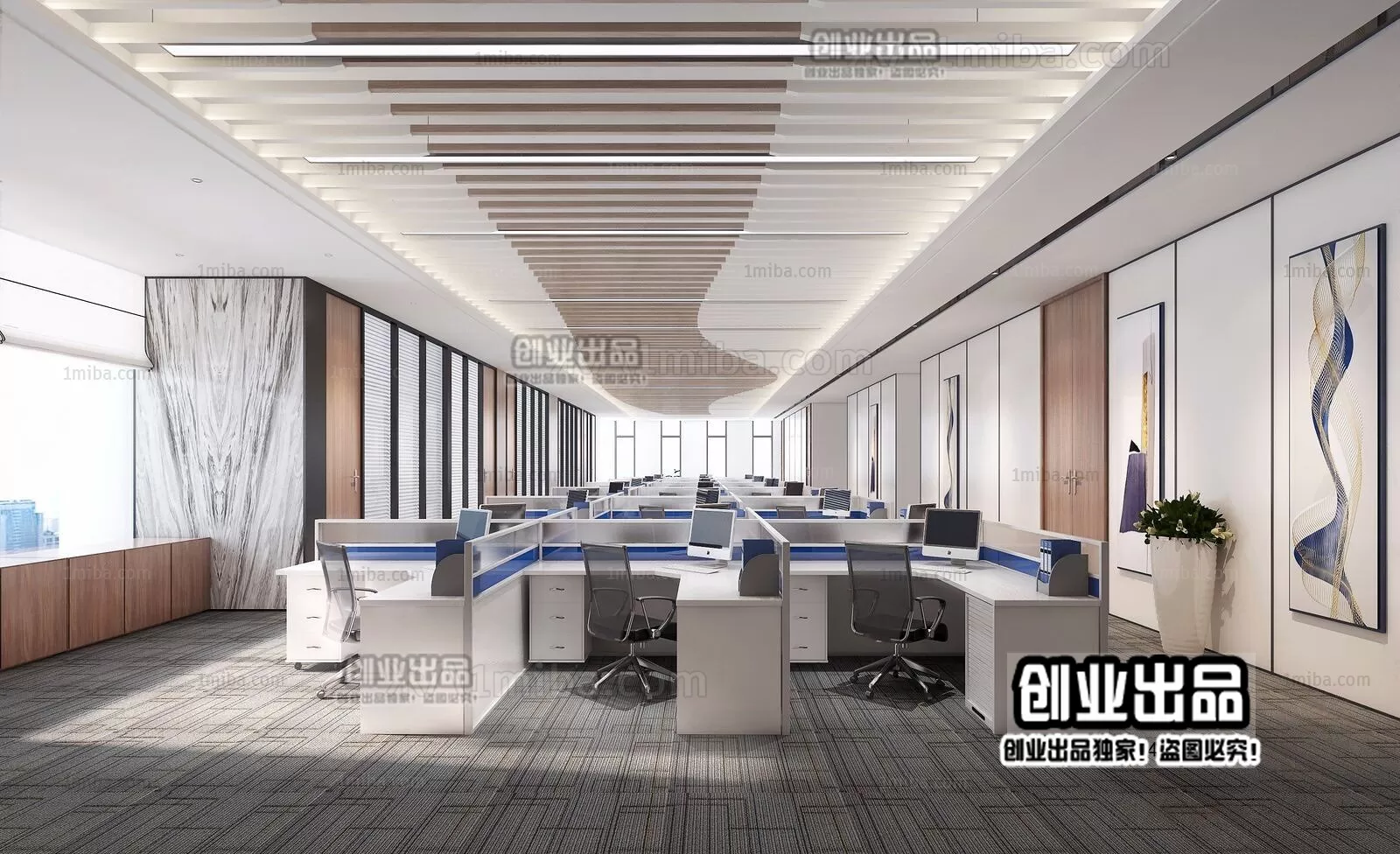 3D OFFICE INTERIOR (VRAY) – WORKSPACE 3D SCENES – 132