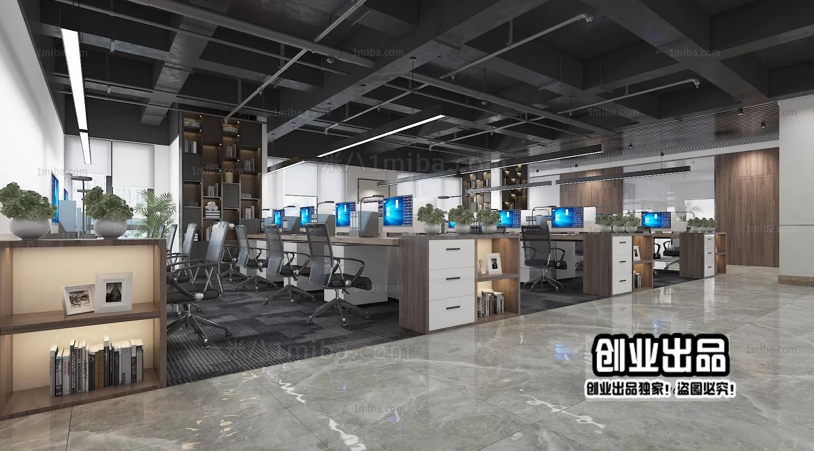 3D OFFICE INTERIOR (VRAY) – WORKSPACE 3D SCENES – 133