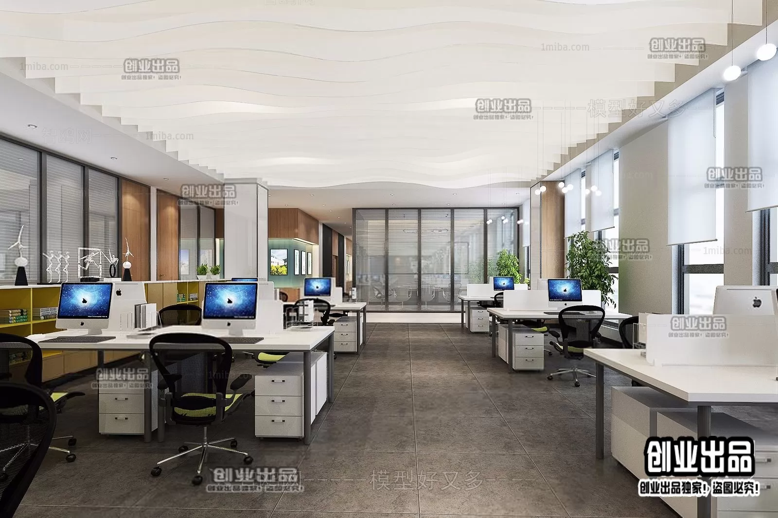 3D OFFICE INTERIOR (VRAY) – WORKSPACE 3D SCENES – 134