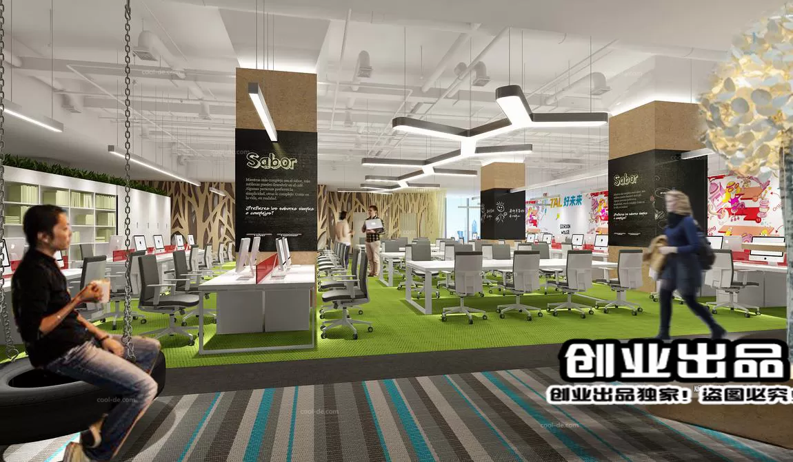 3D OFFICE INTERIOR (VRAY) – WORKSPACE 3D SCENES – 137