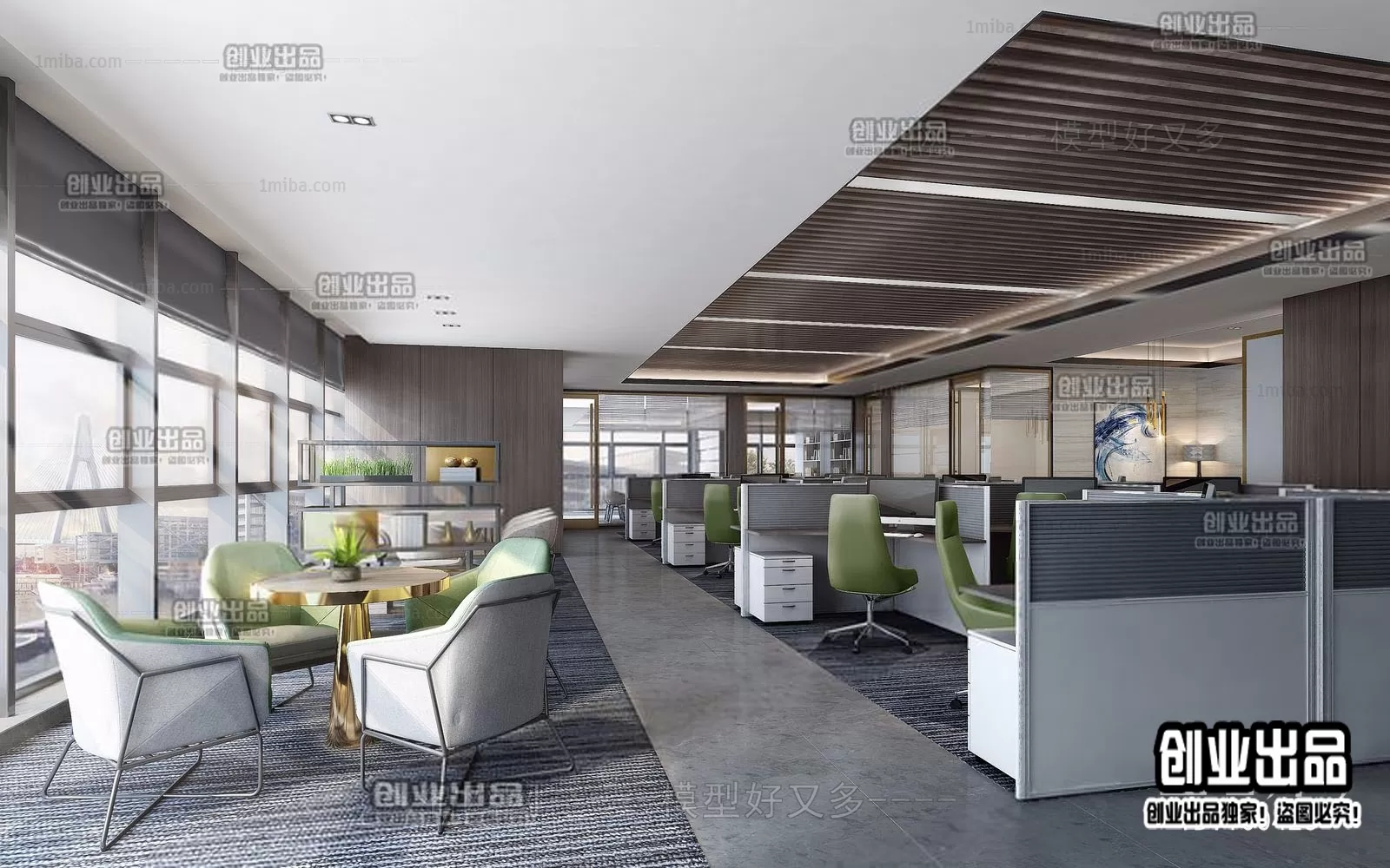 3D OFFICE INTERIOR (VRAY) – WORKSPACE 3D SCENES – 140