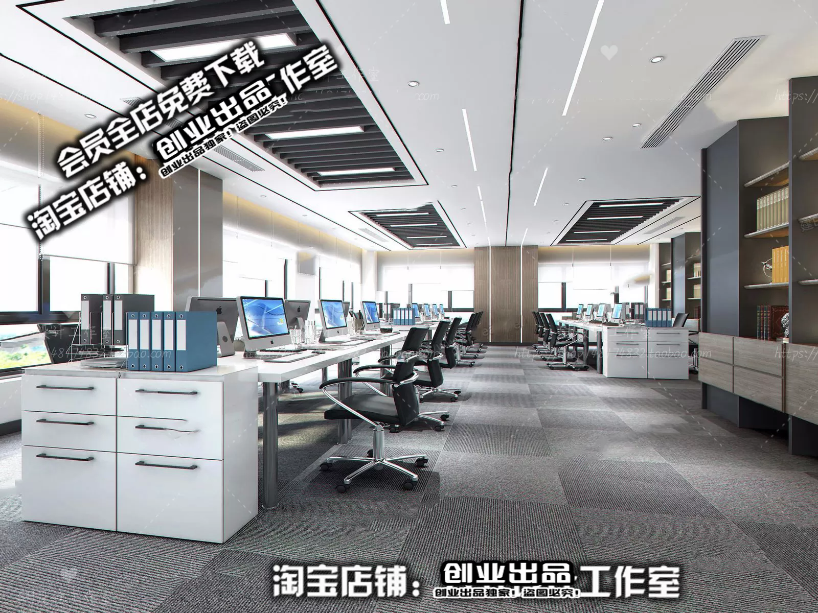 3D OFFICE INTERIOR (VRAY) – WORKSPACE 3D SCENES – 194