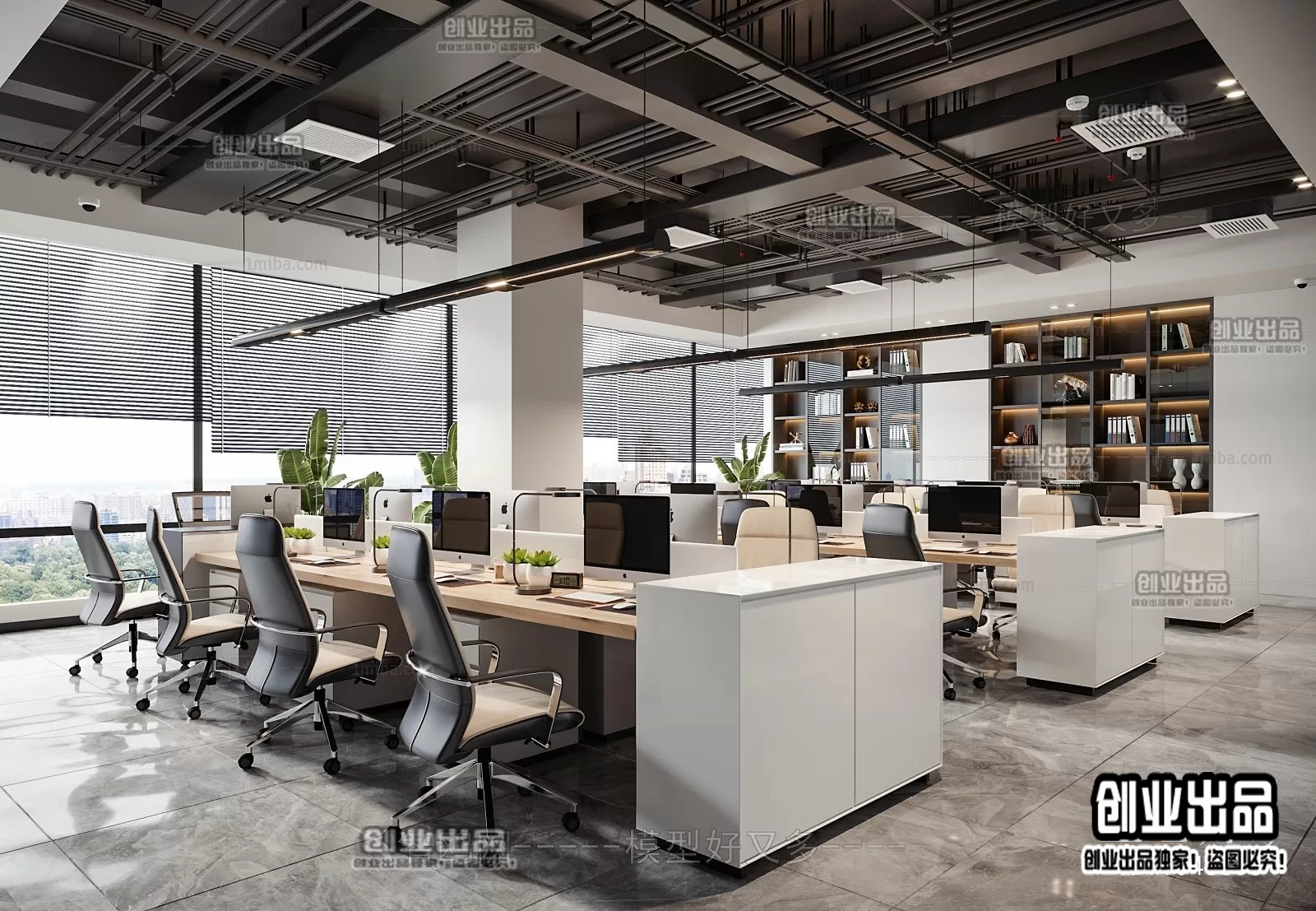 3D OFFICE INTERIOR (VRAY) – WORKSPACE 3D SCENES – 203