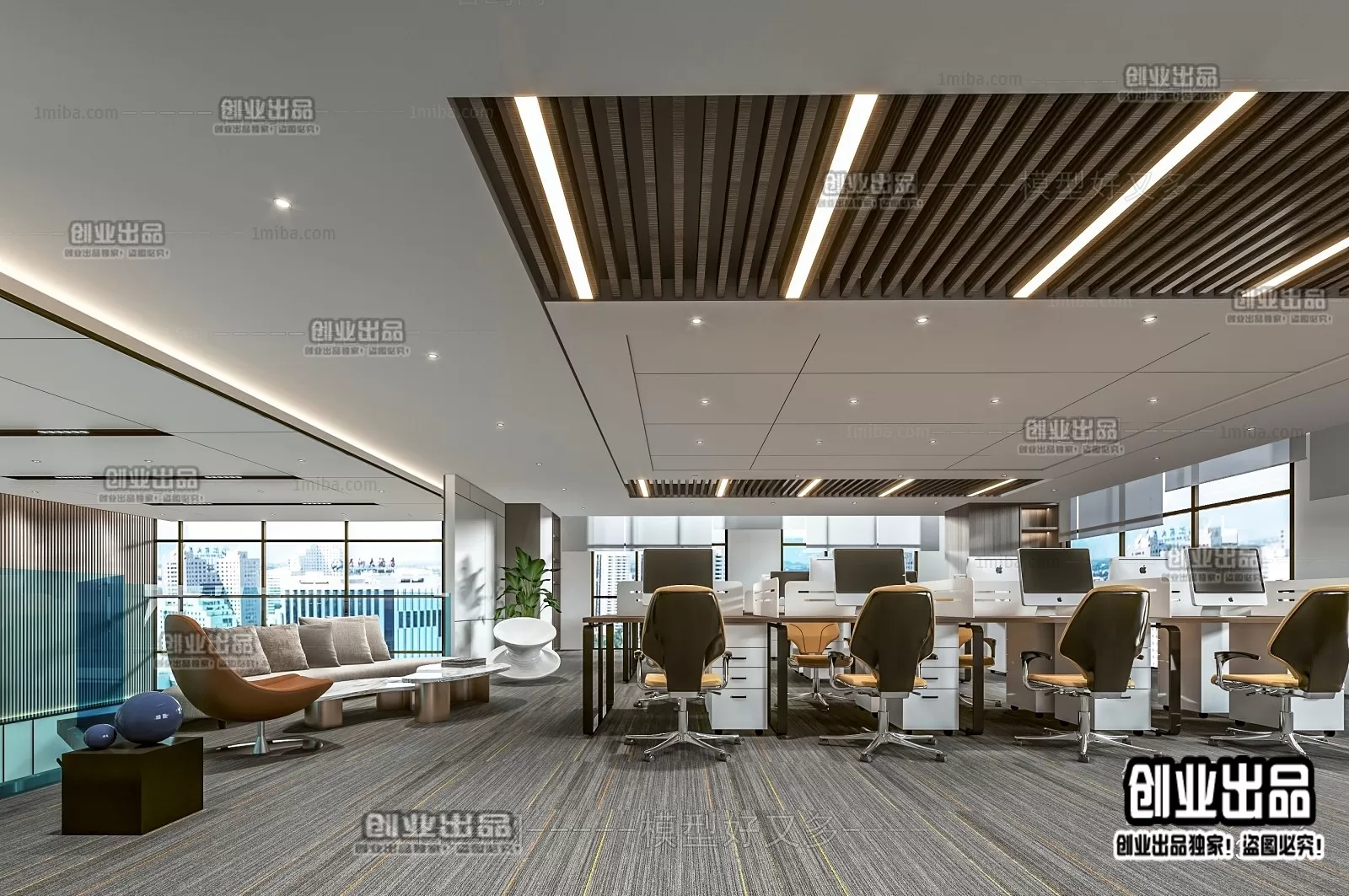 3D OFFICE INTERIOR (VRAY) – WORKSPACE 3D SCENES – 207