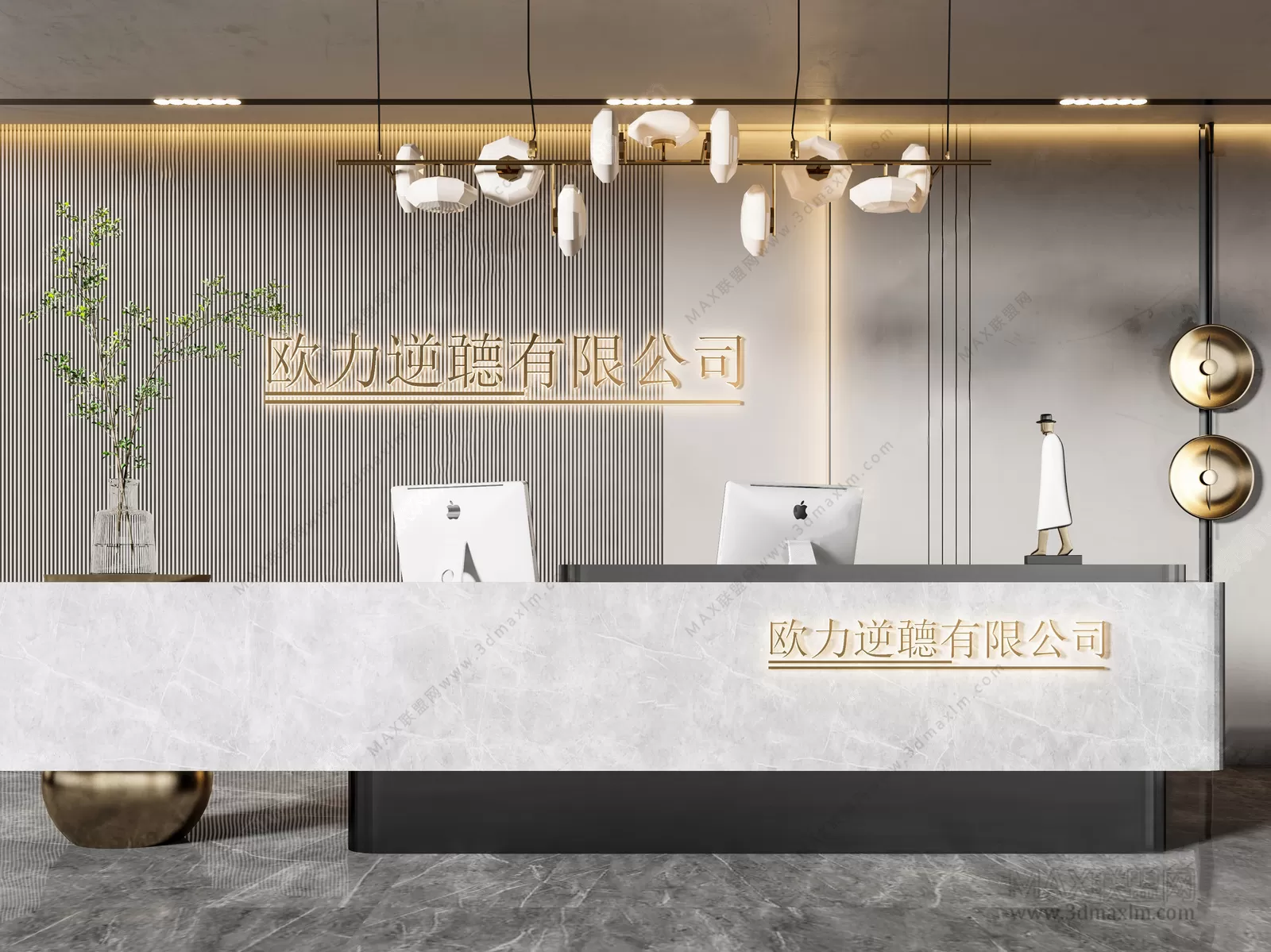 3D OFFICE INTERIOR (VRAY) – RECEPTION 3D SCENES – 001