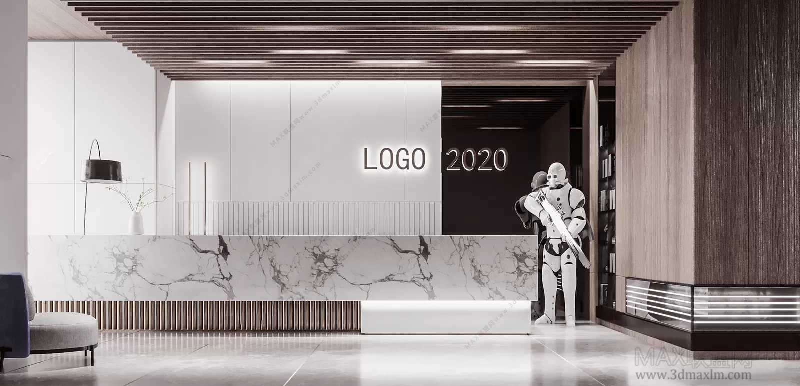 3D OFFICE INTERIOR (VRAY) – RECEPTION 3D SCENES – 002