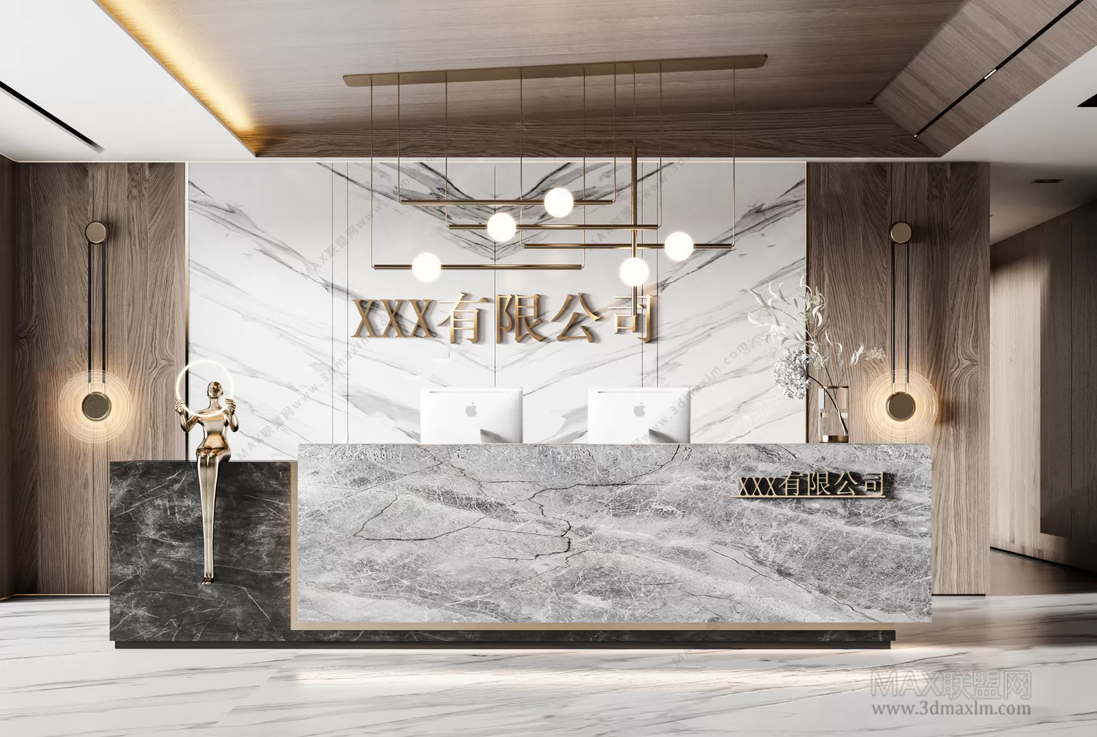 3D OFFICE INTERIOR (VRAY) – RECEPTION 3D SCENES – 003