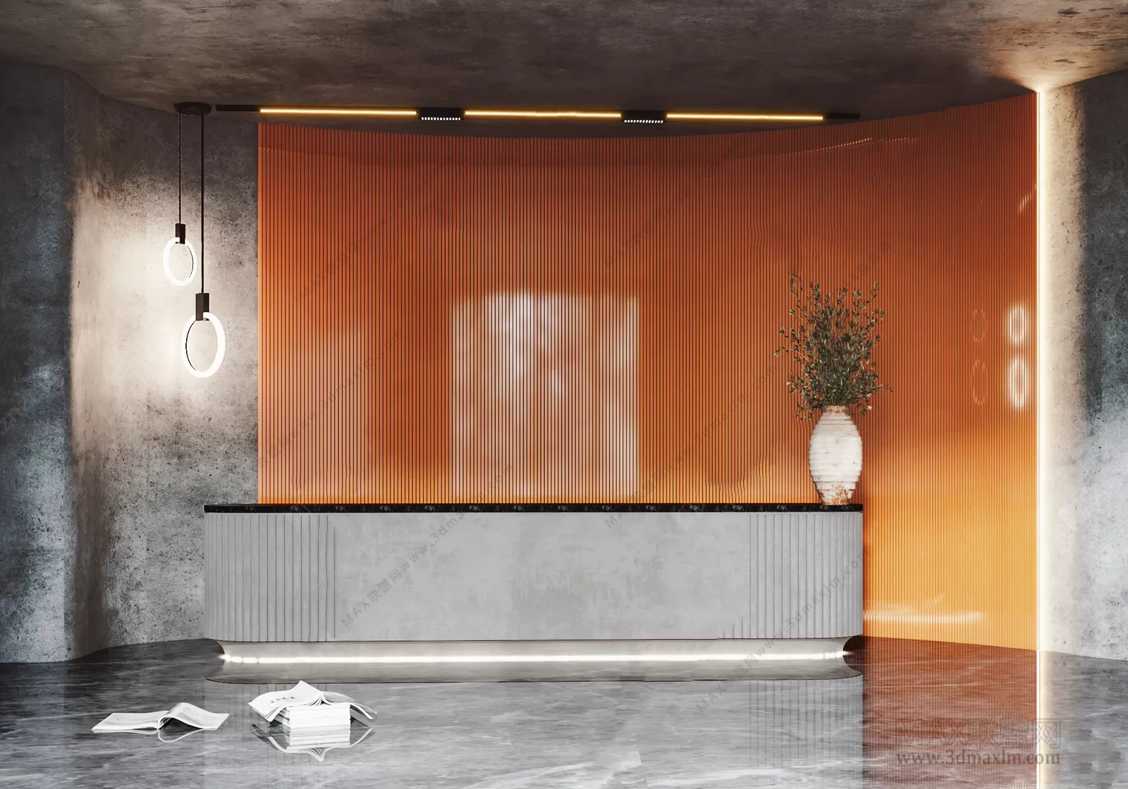 3D OFFICE INTERIOR (VRAY) – RECEPTION 3D SCENES – 005