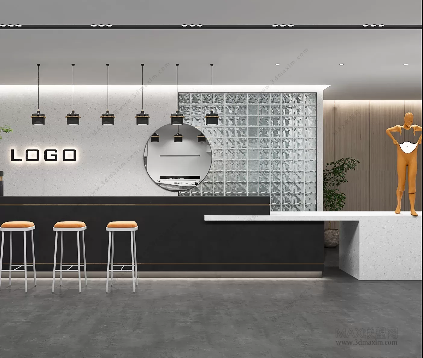 3D OFFICE INTERIOR (VRAY) – RECEPTION 3D SCENES – 006