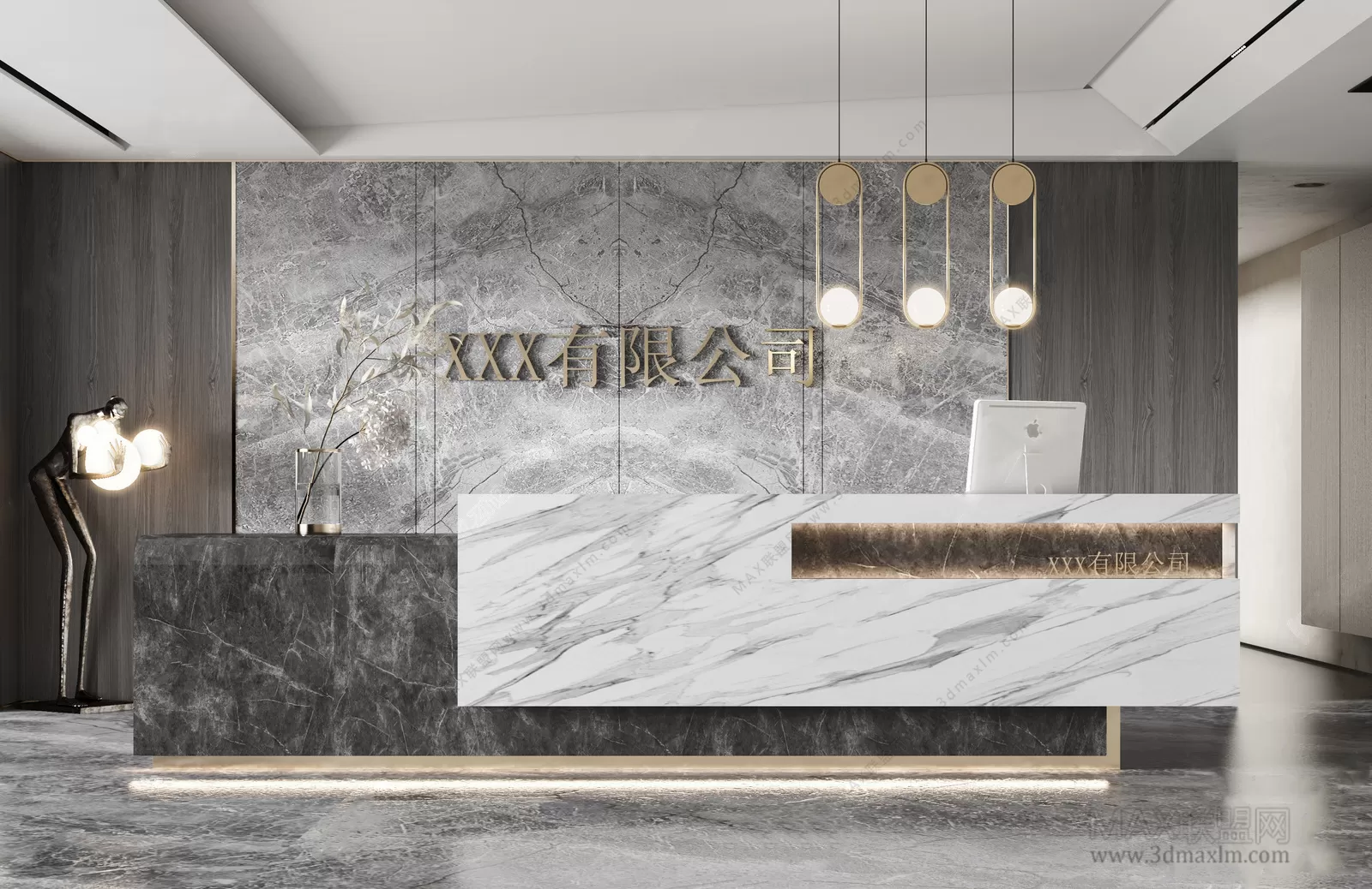 3D OFFICE INTERIOR (VRAY) – RECEPTION 3D SCENES – 008