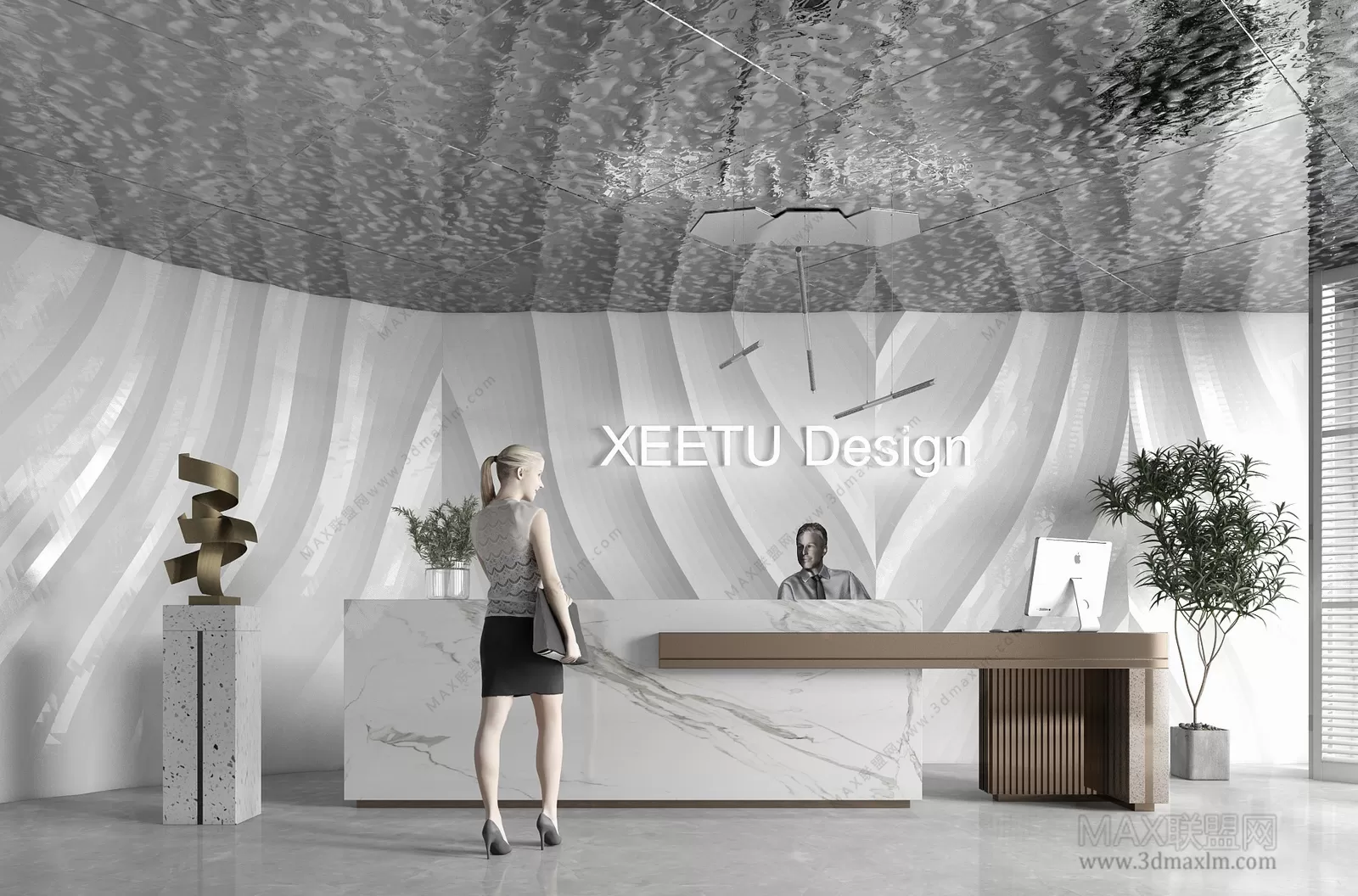 3D OFFICE INTERIOR (VRAY) – RECEPTION 3D SCENES – 010