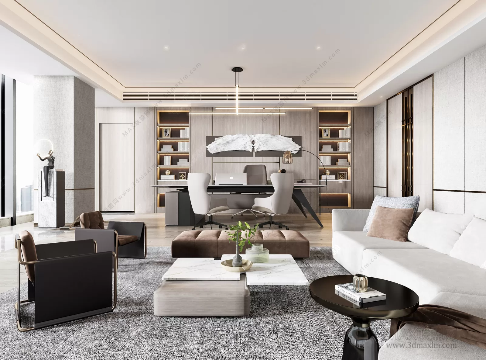 3D OFFICE INTERIOR (VRAY) – MANAGER ROOM 3D SCENES – 002