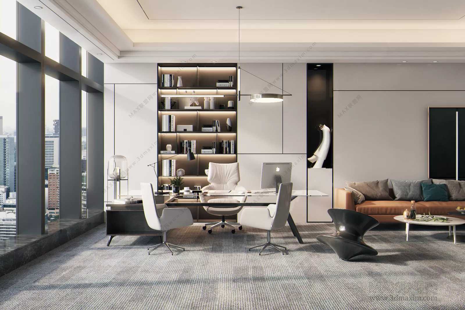 3D OFFICE INTERIOR (VRAY) – MANAGER ROOM 3D SCENES – 004