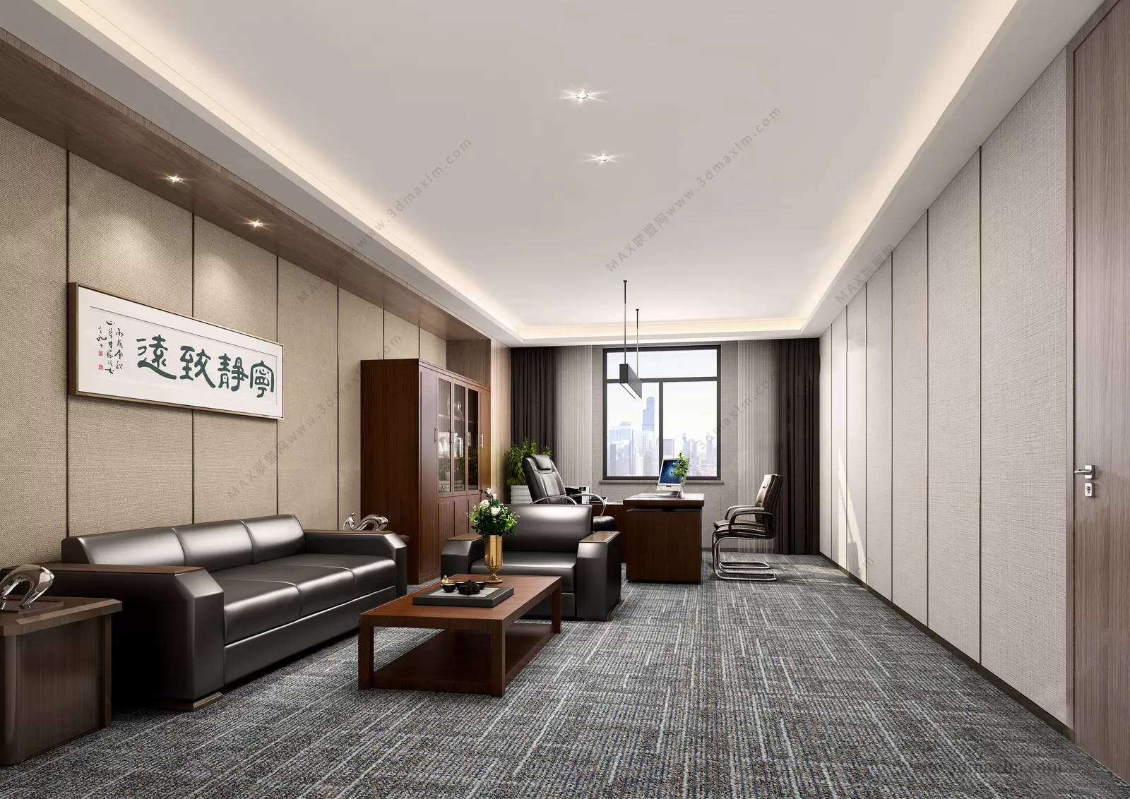 3D OFFICE INTERIOR (VRAY) – MANAGER ROOM 3D SCENES – 005