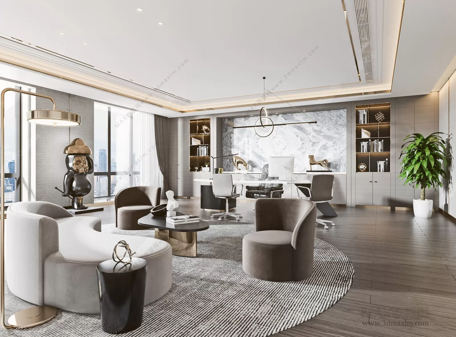 3D OFFICE INTERIOR (VRAY) – MANAGER ROOM 3D SCENES – 021