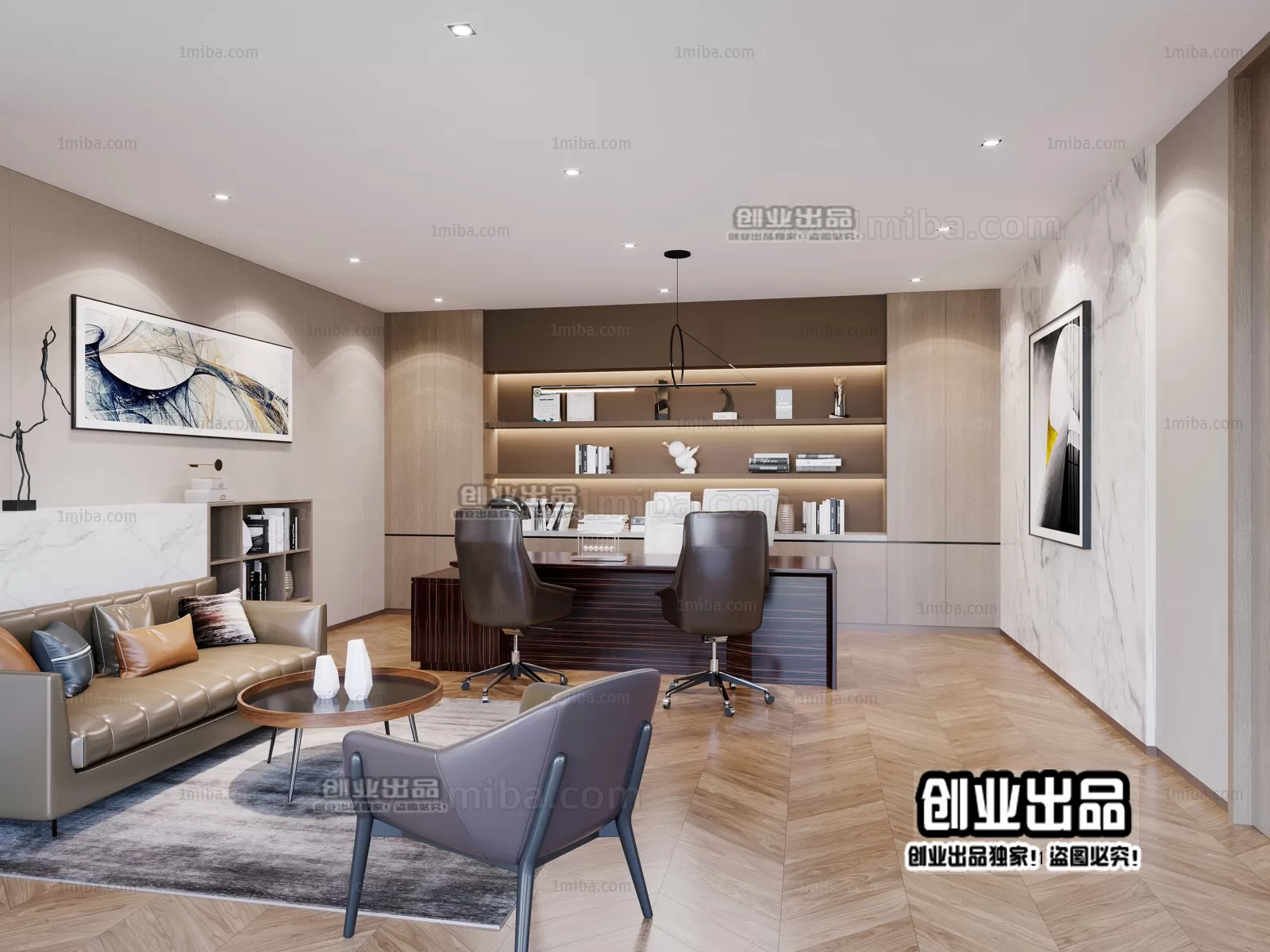 3D OFFICE INTERIOR (VRAY) – MANAGER ROOM 3D SCENES – 025