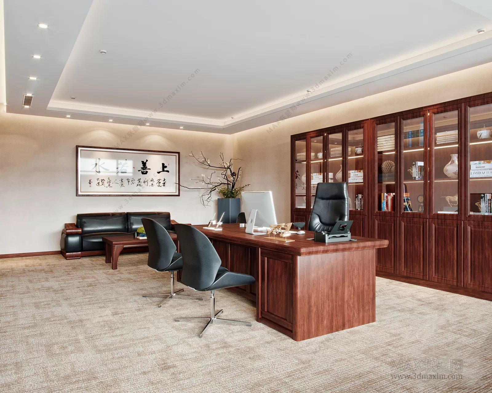 3D OFFICE INTERIOR (VRAY) – MANAGER ROOM 3D SCENES – 043