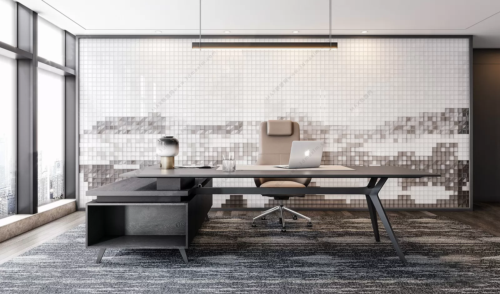 3D OFFICE INTERIOR (VRAY) – MANAGER ROOM 3D SCENES – 054