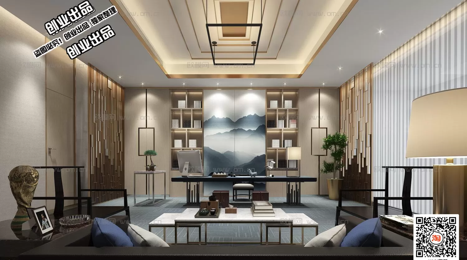 3D OFFICE INTERIOR (VRAY) – MANAGER ROOM 3D SCENES – 068