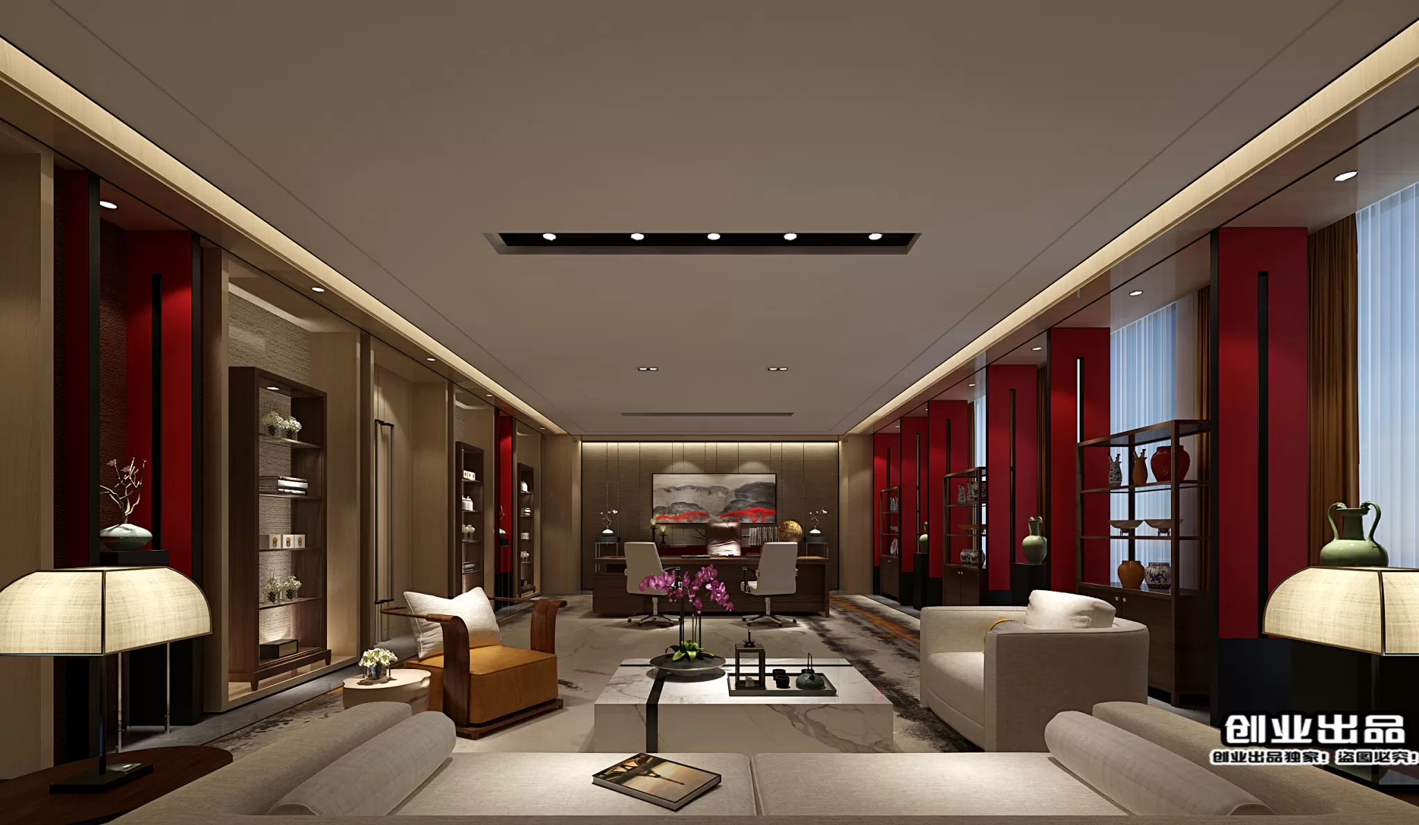 3D OFFICE INTERIOR (VRAY) – MANAGER ROOM 3D SCENES – 069