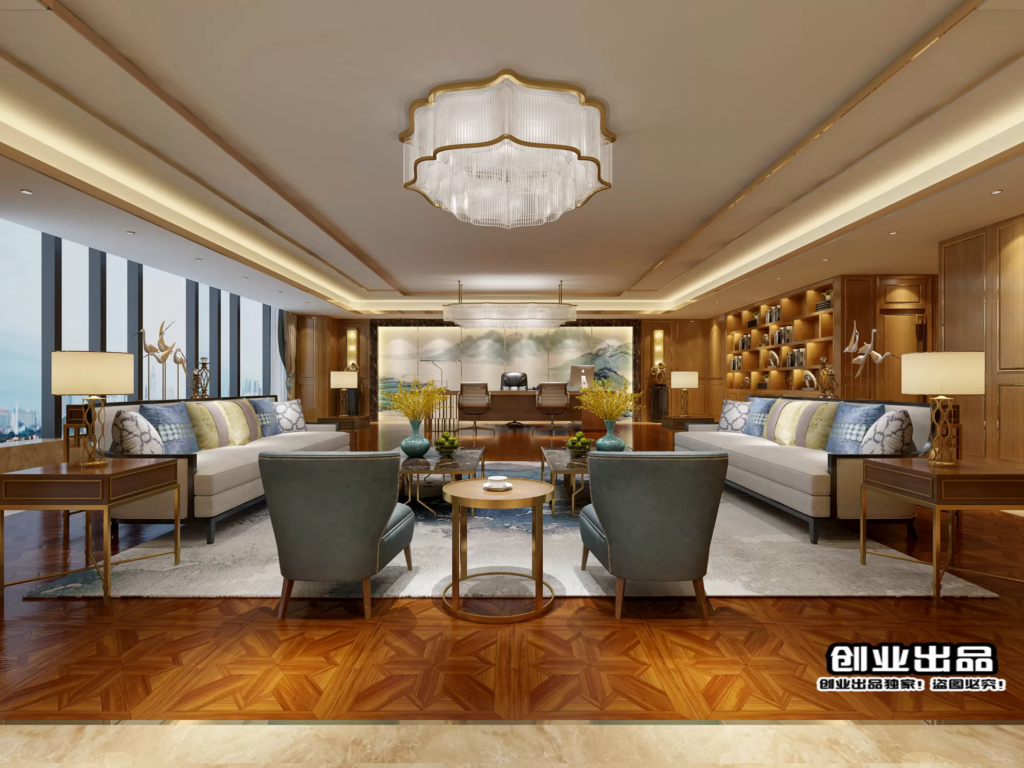 3D OFFICE INTERIOR (VRAY) – MANAGER ROOM 3D SCENES – 071