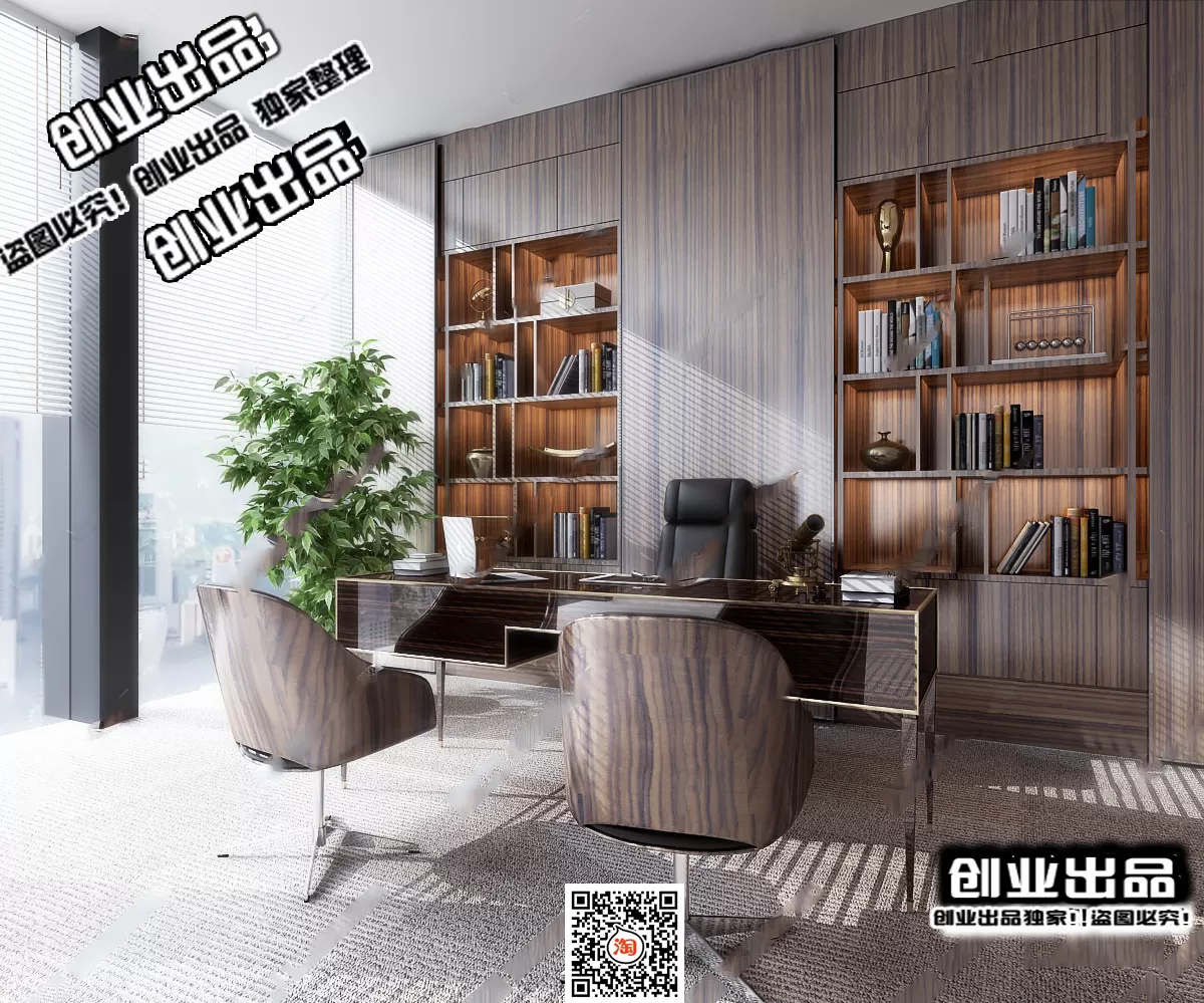 3D OFFICE INTERIOR (VRAY) – MANAGER ROOM 3D SCENES – 079