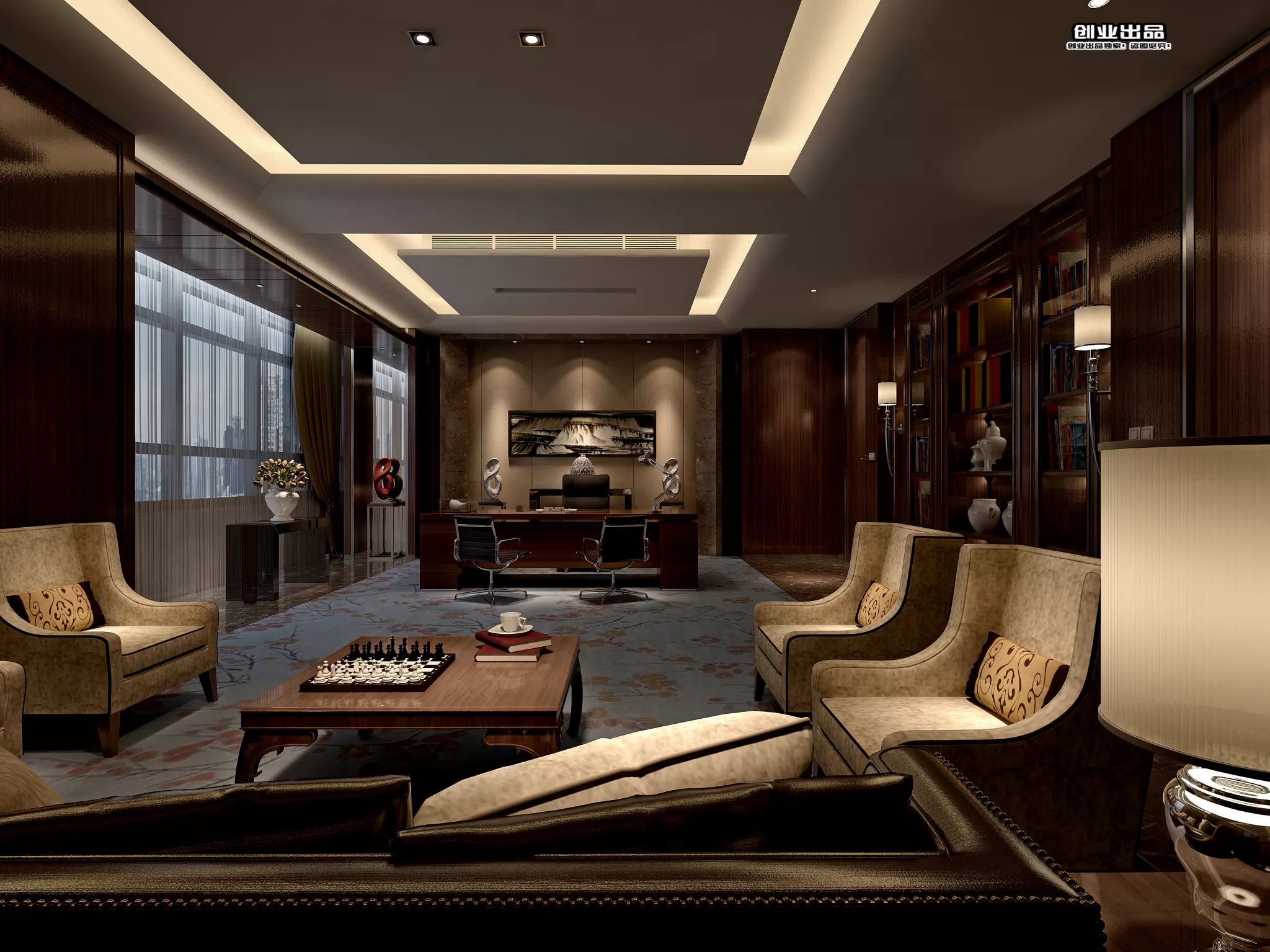 3D OFFICE INTERIOR (VRAY) – MANAGER ROOM 3D SCENES – 093