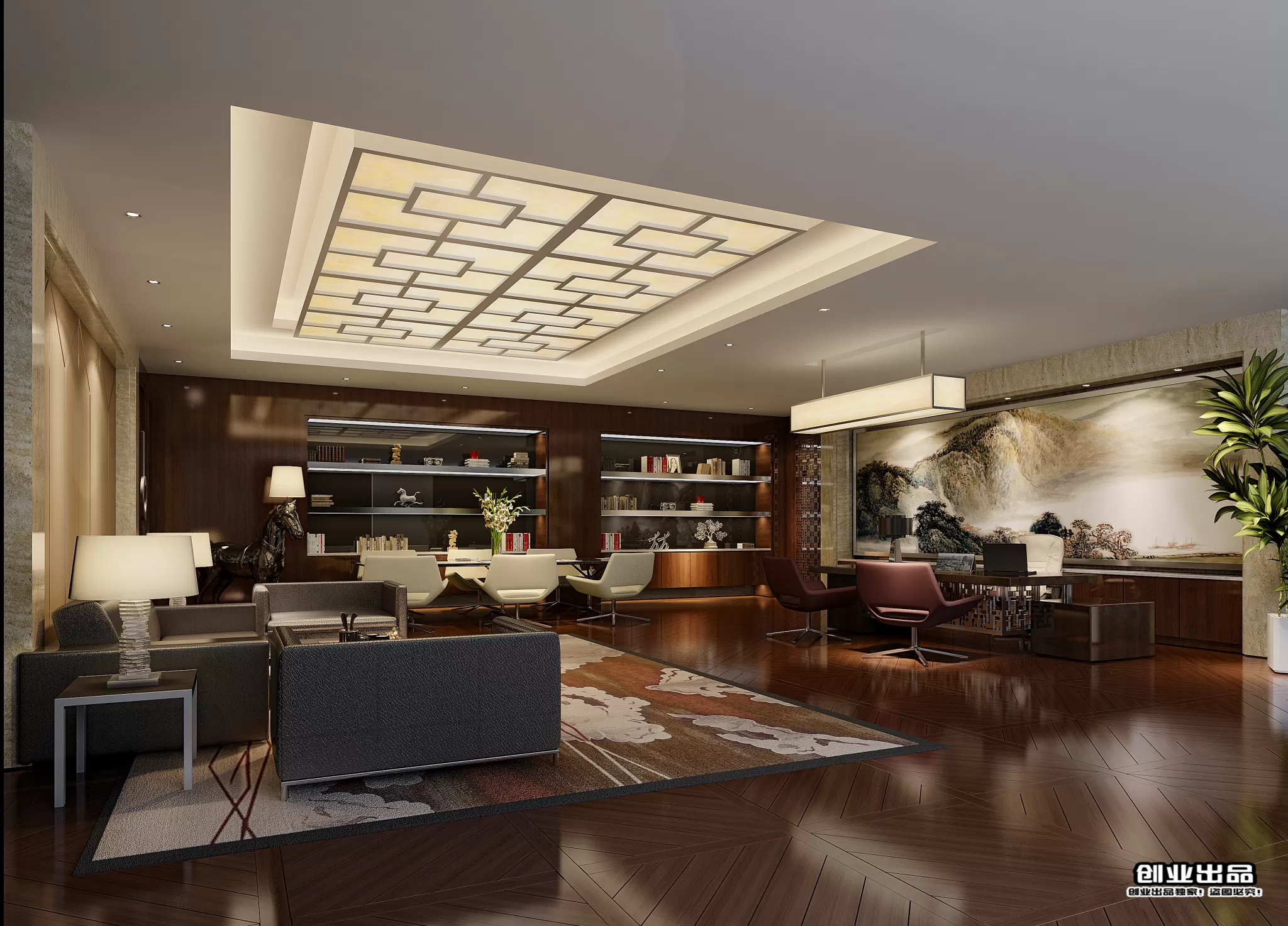 3D OFFICE INTERIOR (VRAY) – MANAGER ROOM 3D SCENES – 099