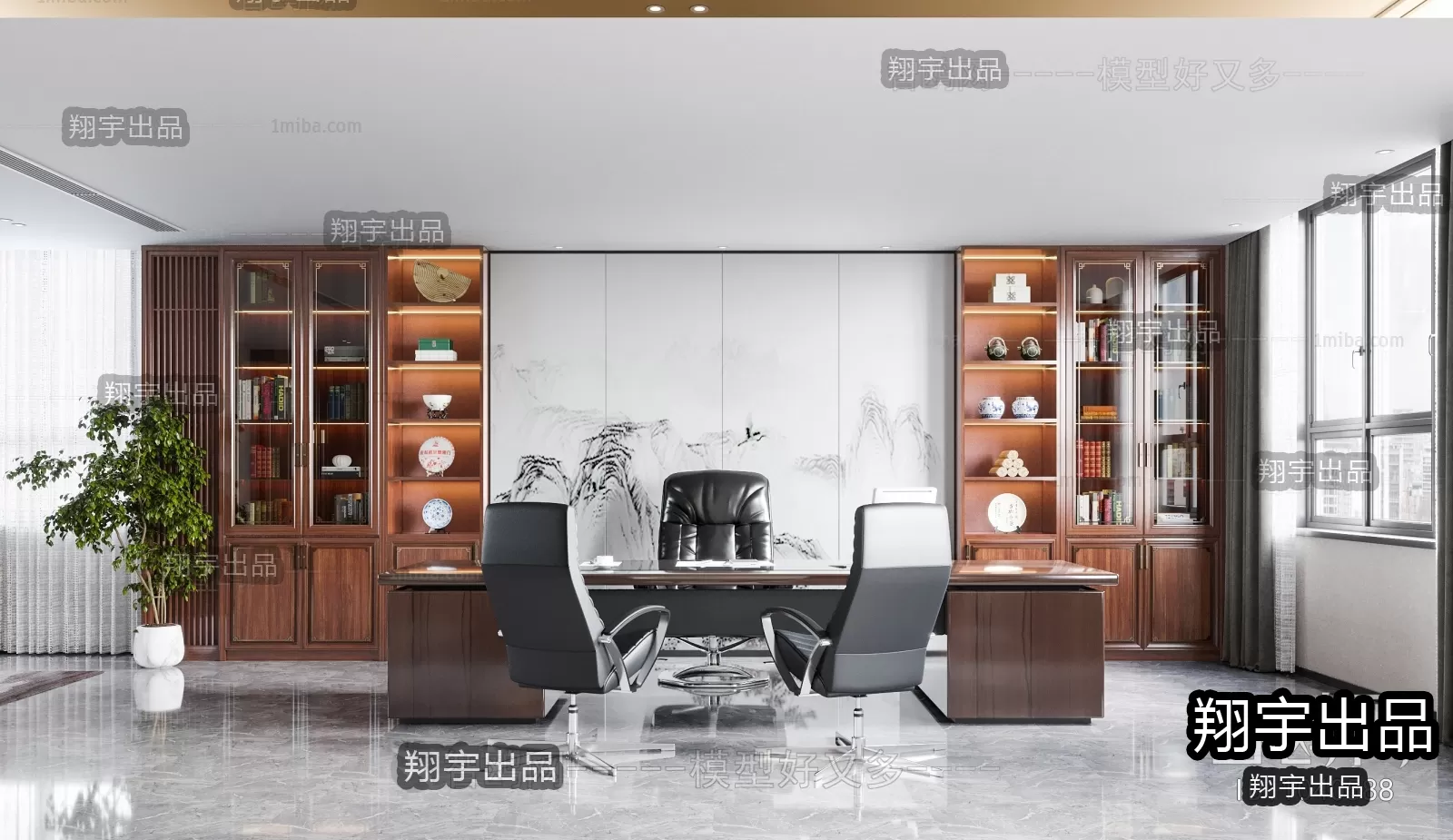 3D OFFICE INTERIOR (VRAY) – MANAGER ROOM 3D SCENES – 103