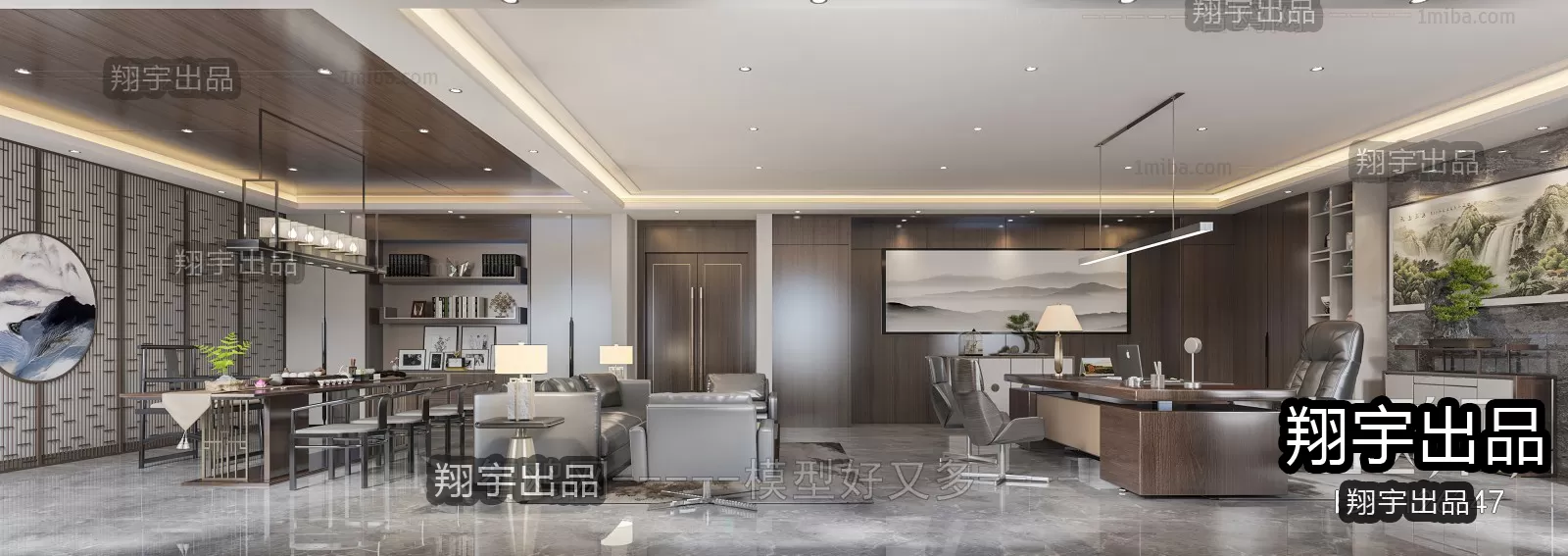 3D OFFICE INTERIOR (VRAY) – MANAGER ROOM 3D SCENES – 115