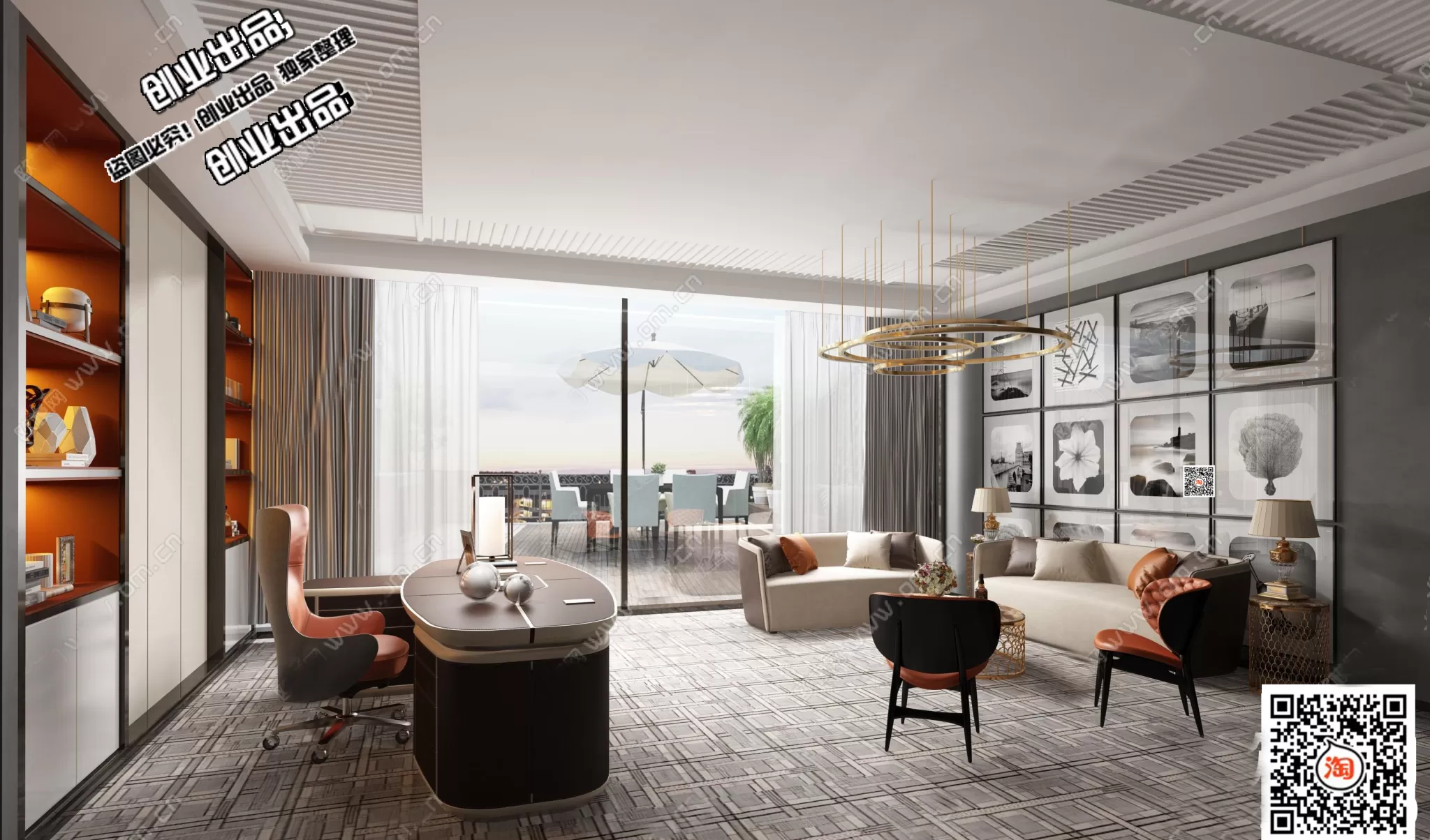 3D OFFICE INTERIOR (VRAY) – MANAGER ROOM 3D SCENES – 123