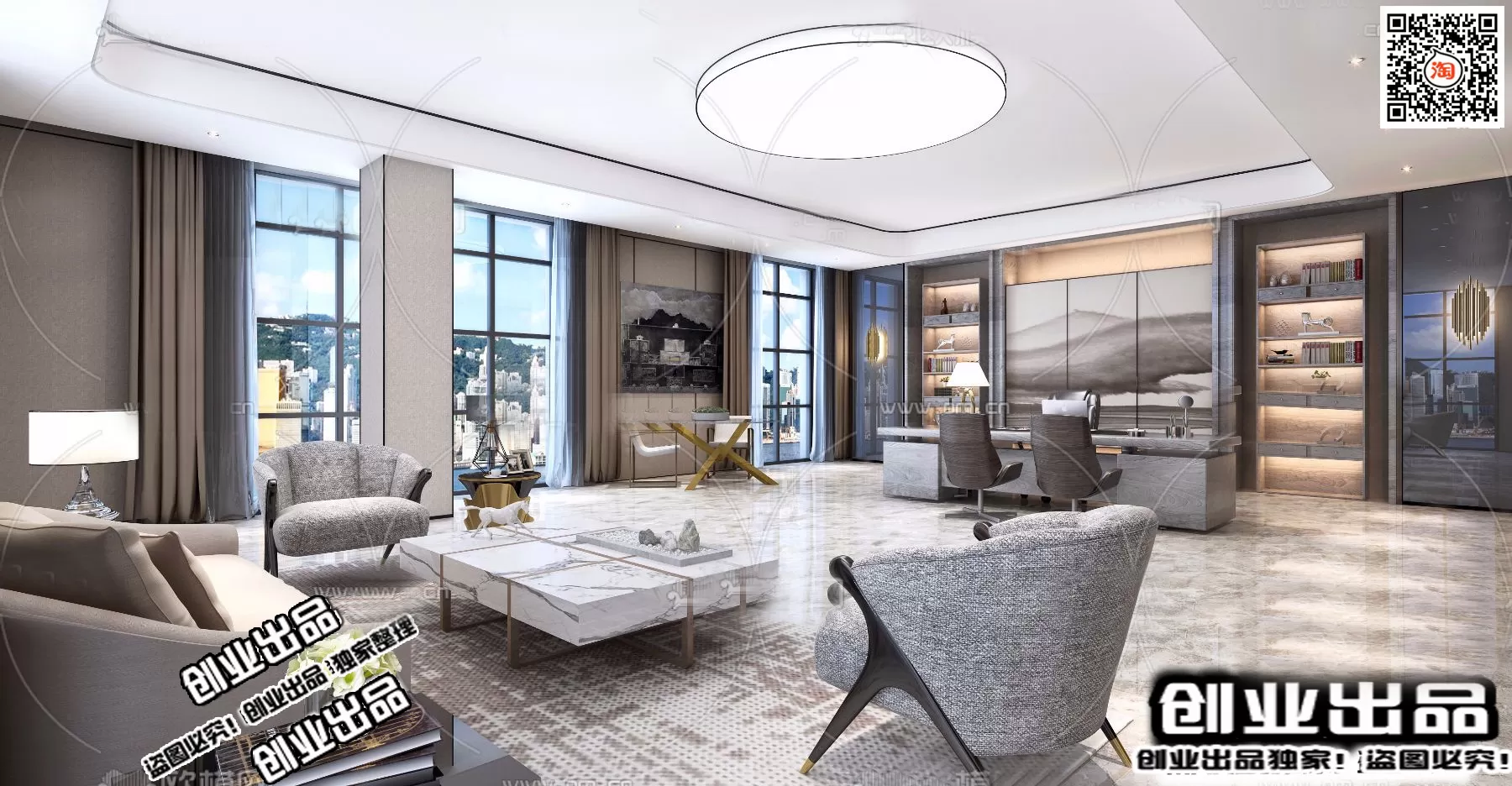 3D OFFICE INTERIOR (VRAY) – MANAGER ROOM 3D SCENES – 127