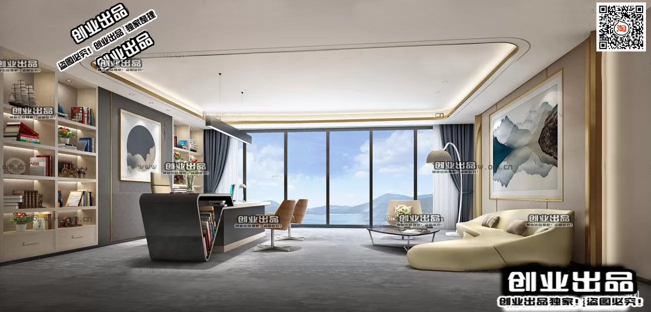 3D OFFICE INTERIOR (VRAY) – MANAGER ROOM 3D SCENES – 131