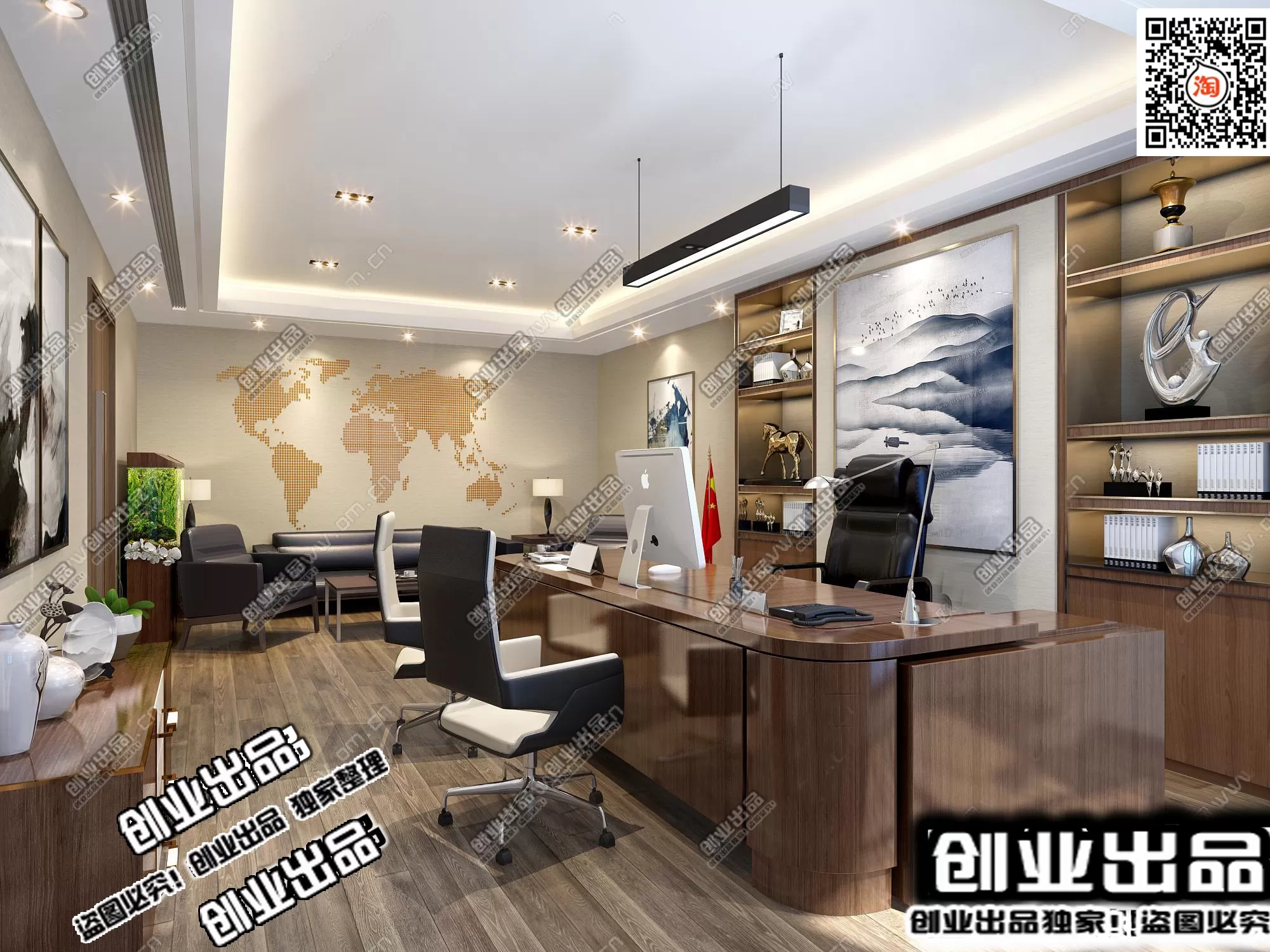 3D OFFICE INTERIOR (VRAY) – MANAGER ROOM 3D SCENES – 133