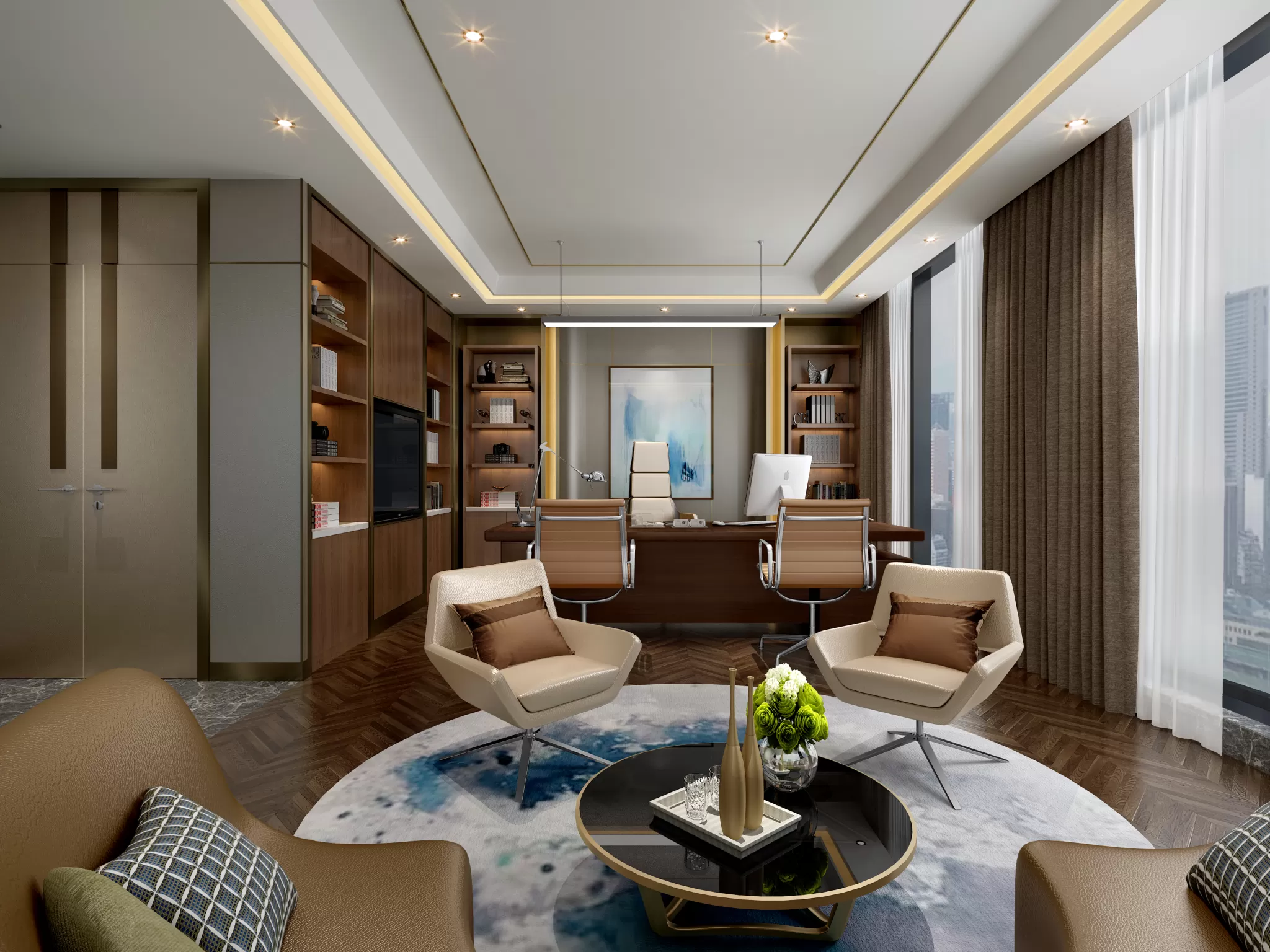 3D OFFICE INTERIOR (VRAY) – MANAGER ROOM 3D SCENES – 144