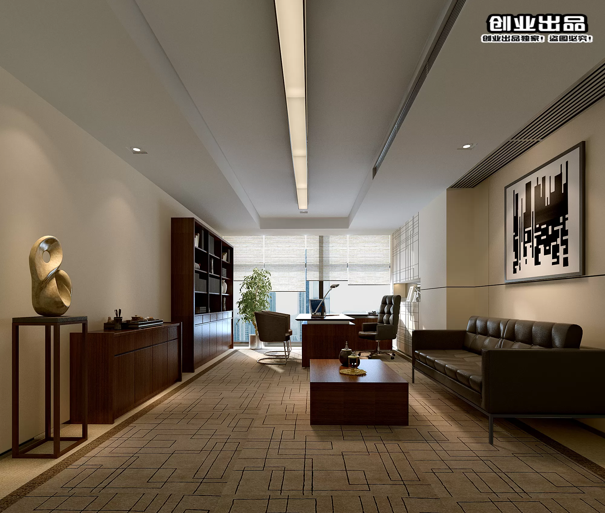 3D OFFICE INTERIOR (VRAY) – MANAGER ROOM 3D SCENES – 147