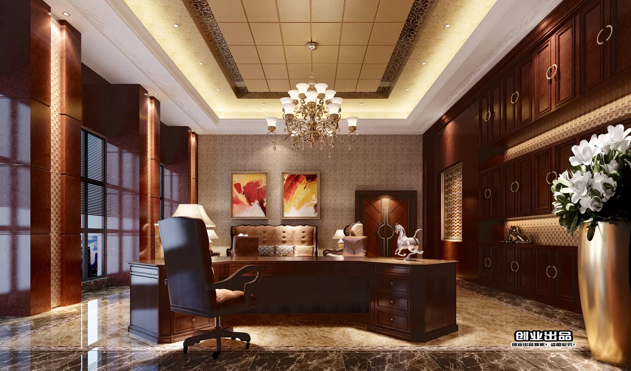 3D OFFICE INTERIOR (VRAY) – MANAGER ROOM 3D SCENES – 151