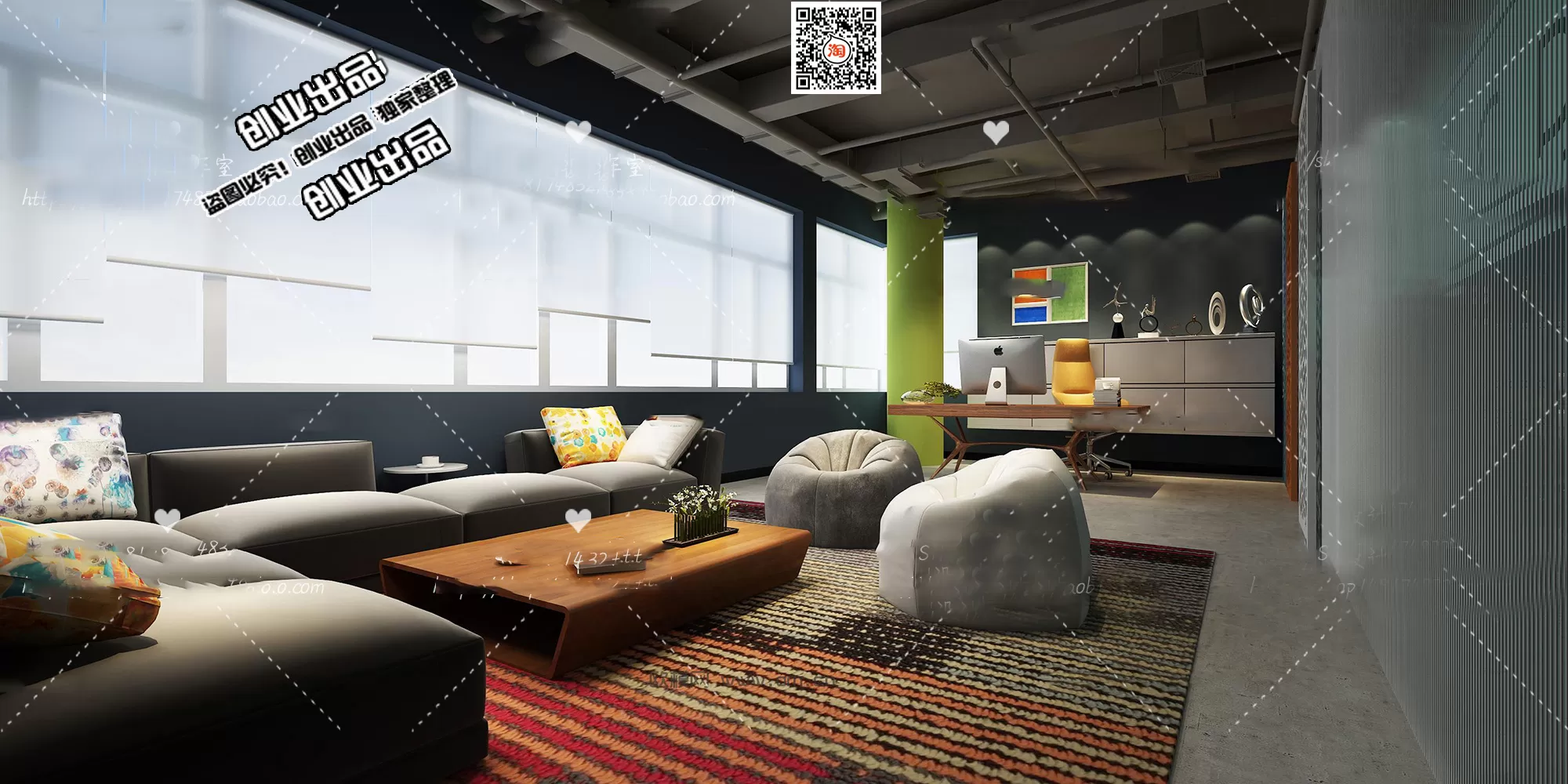 3D OFFICE INTERIOR (VRAY) – MANAGER ROOM 3D SCENES – 158