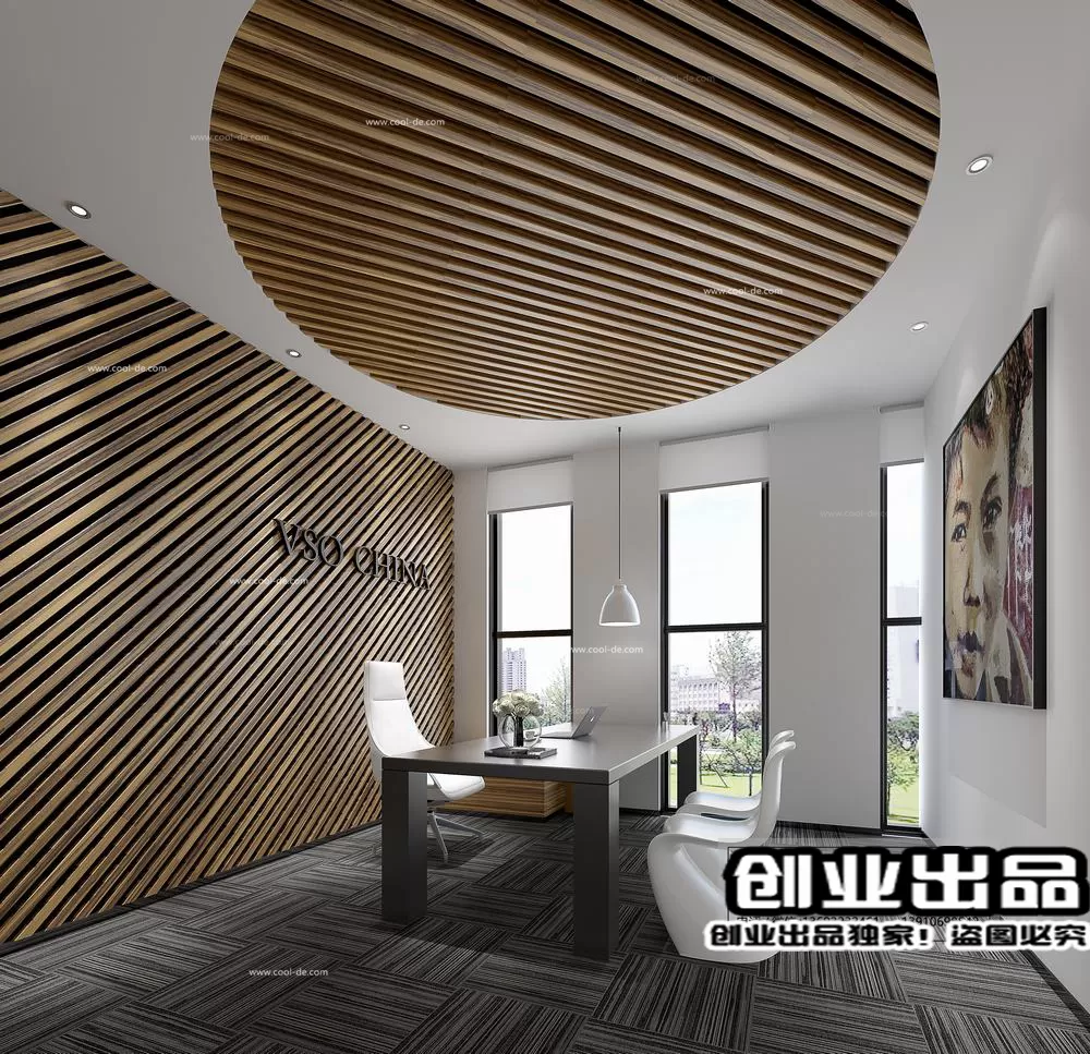 3D OFFICE INTERIOR (VRAY) – MANAGER ROOM 3D SCENES – 164