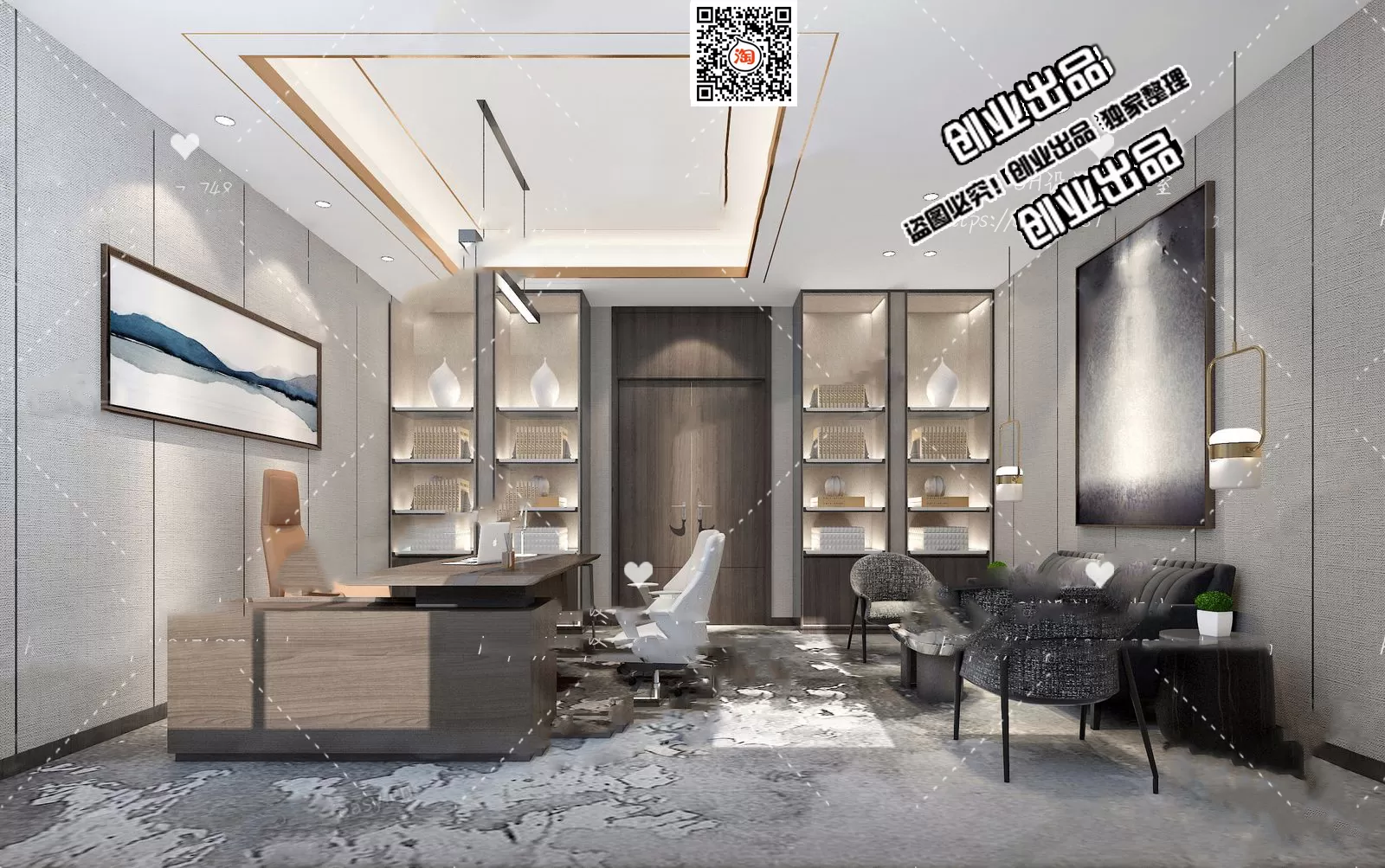 3D OFFICE INTERIOR (VRAY) – MANAGER ROOM 3D SCENES – 172