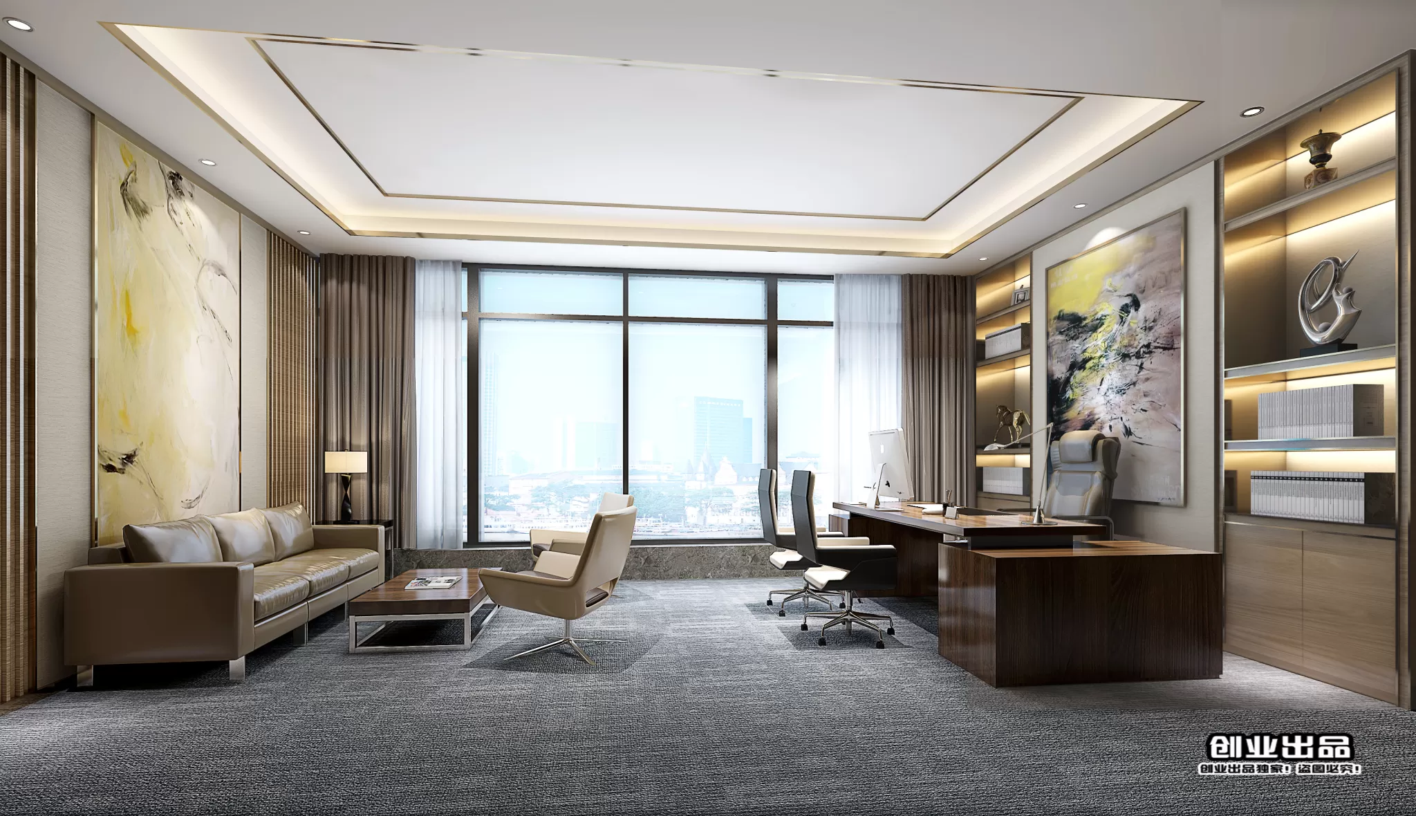 3D OFFICE INTERIOR (VRAY) – MANAGER ROOM 3D SCENES – 173