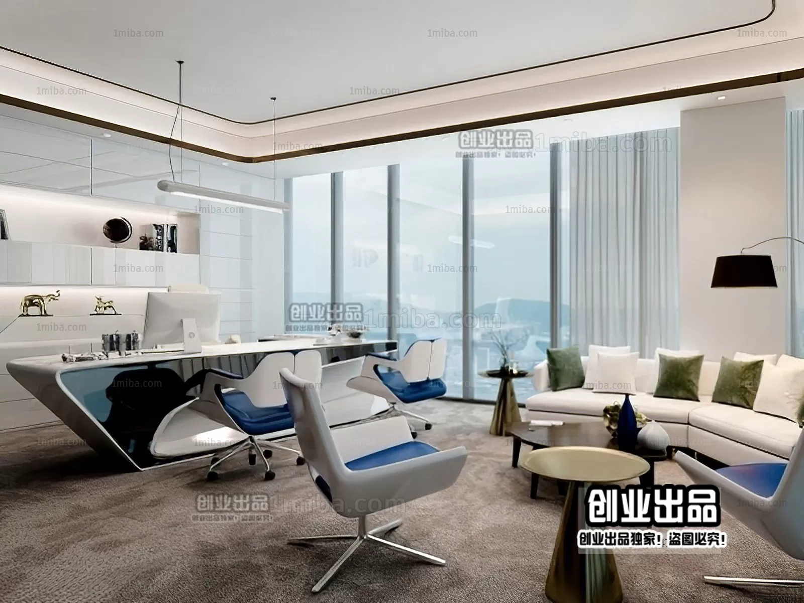 3D OFFICE INTERIOR (VRAY) – MANAGER ROOM 3D SCENES – 177