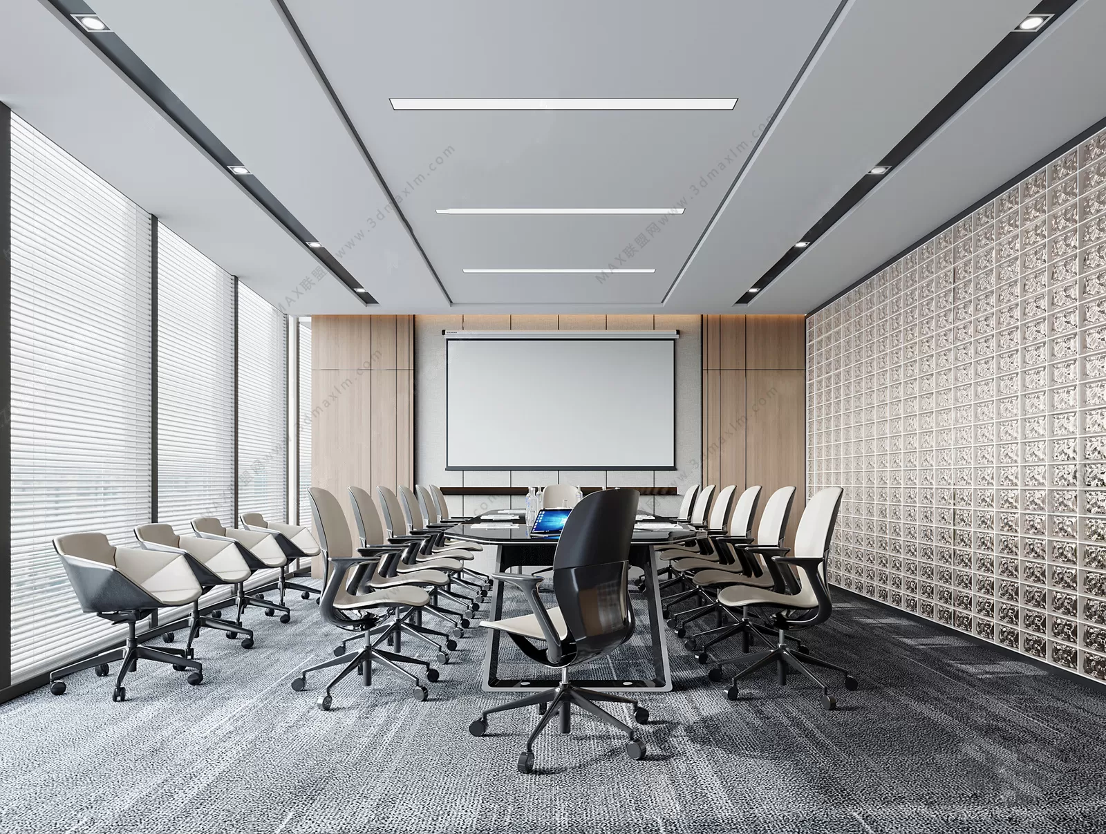 3D OFFICE INTERIOR (VRAY) – MEETING ROOM 3D SCENES – 002