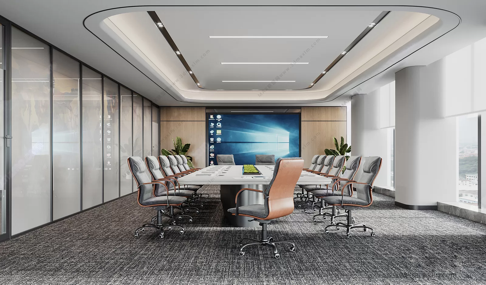 3D OFFICE INTERIOR (VRAY) – MEETING ROOM 3D SCENES – 008