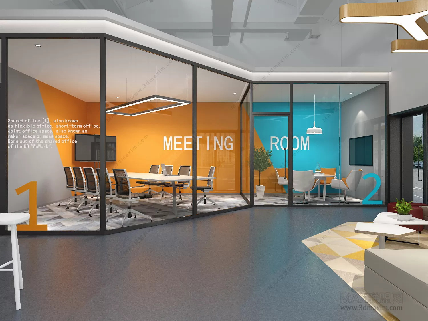 3D OFFICE INTERIOR (VRAY) – MEETING ROOM 3D SCENES – 009